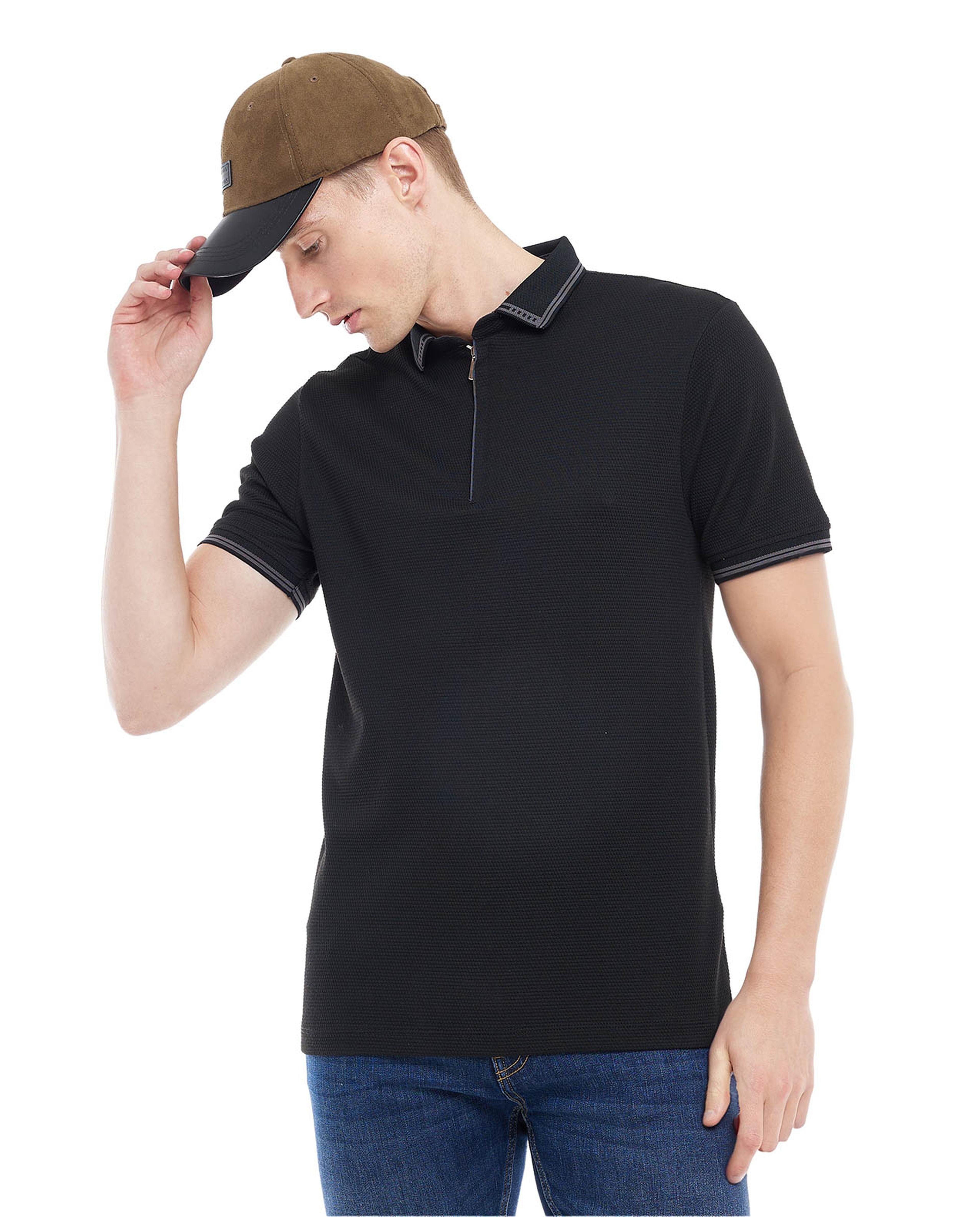 Tipping Detail Polo T-Shirt with Short Sleeves