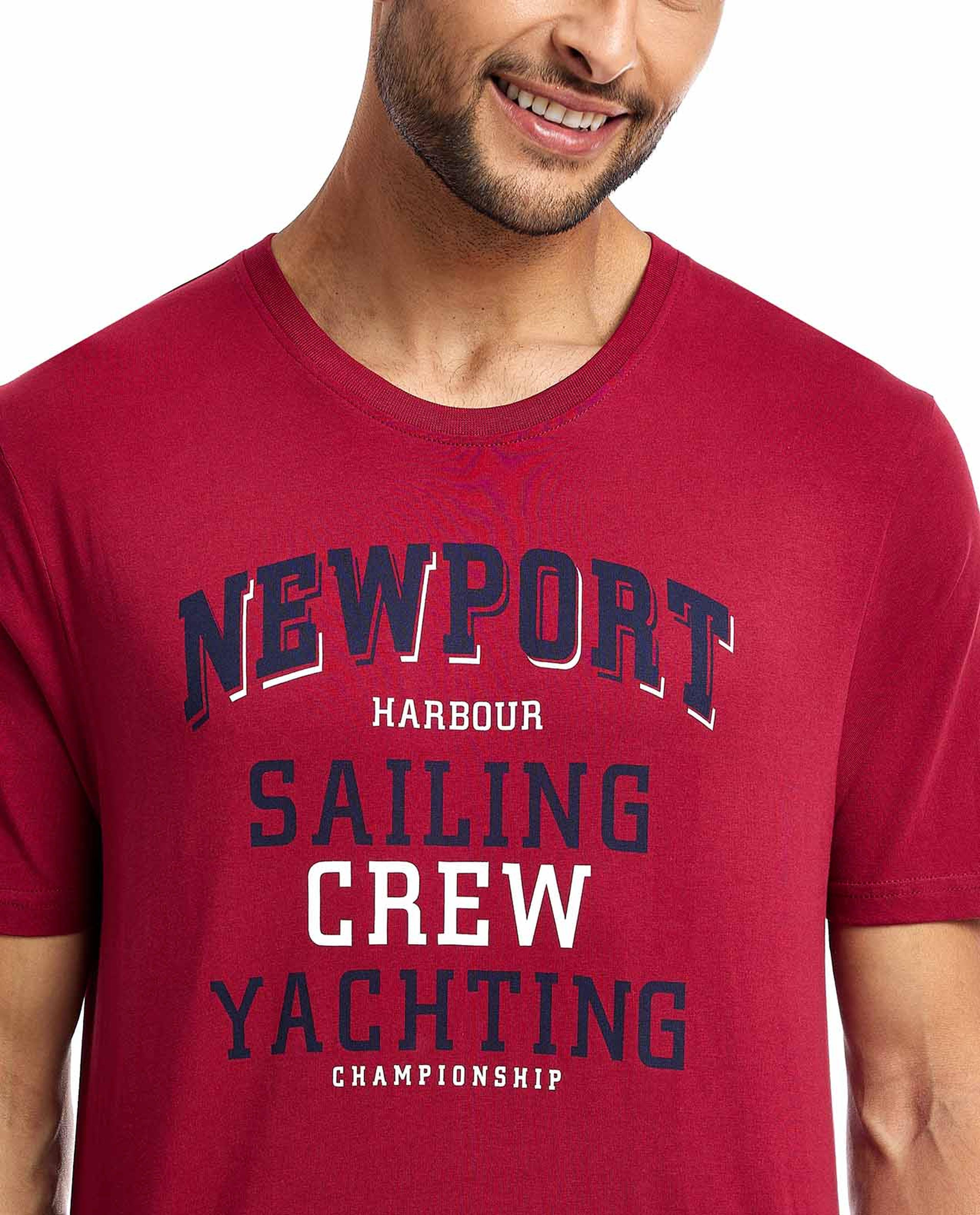 Varsity Print T-Shirt with Crew Neck and Short Sleeves