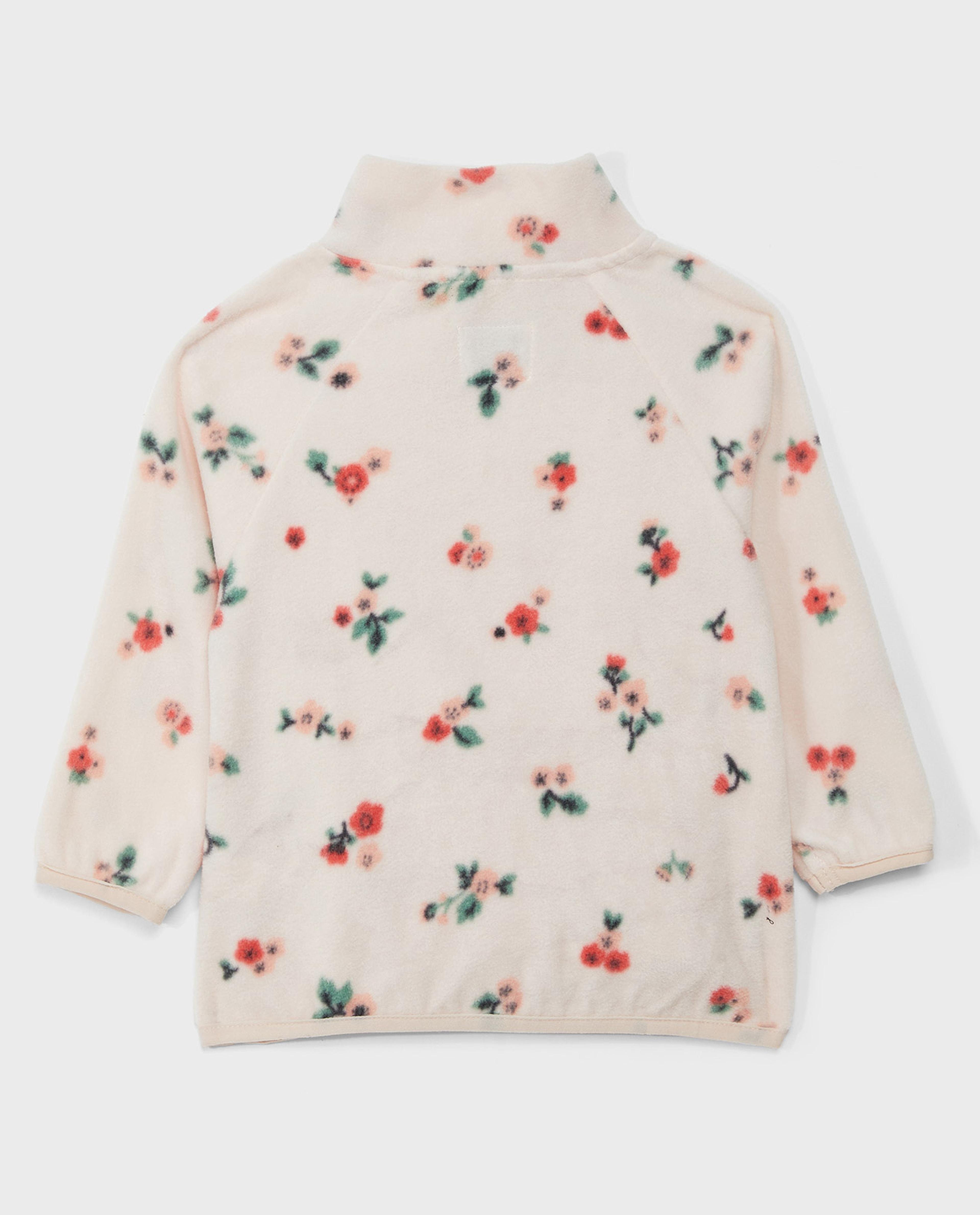Floral Print Jacket with Zipper Closure