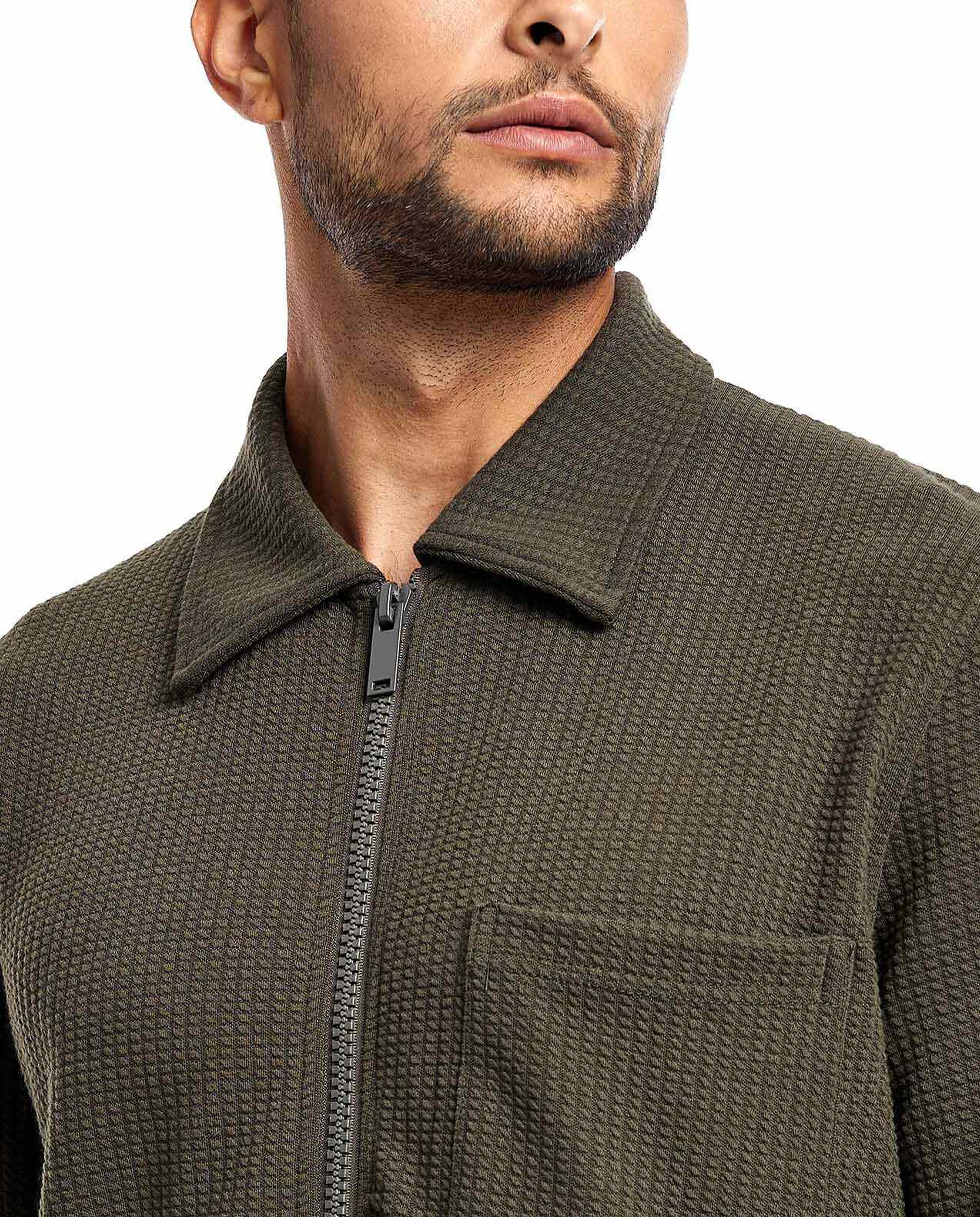Textured Jacket with Zipper Closure