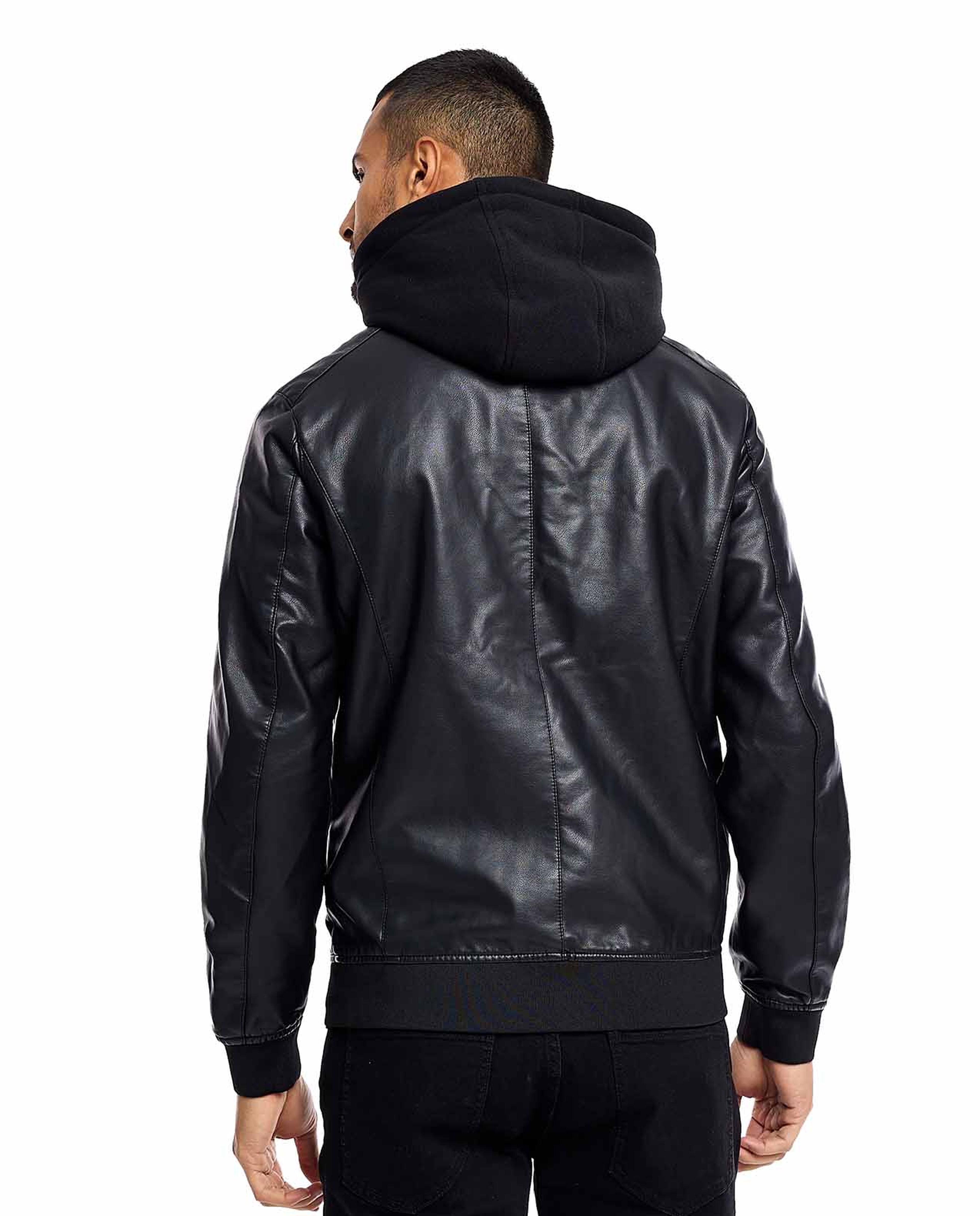Faux Leather Jacket with Zipper Closure