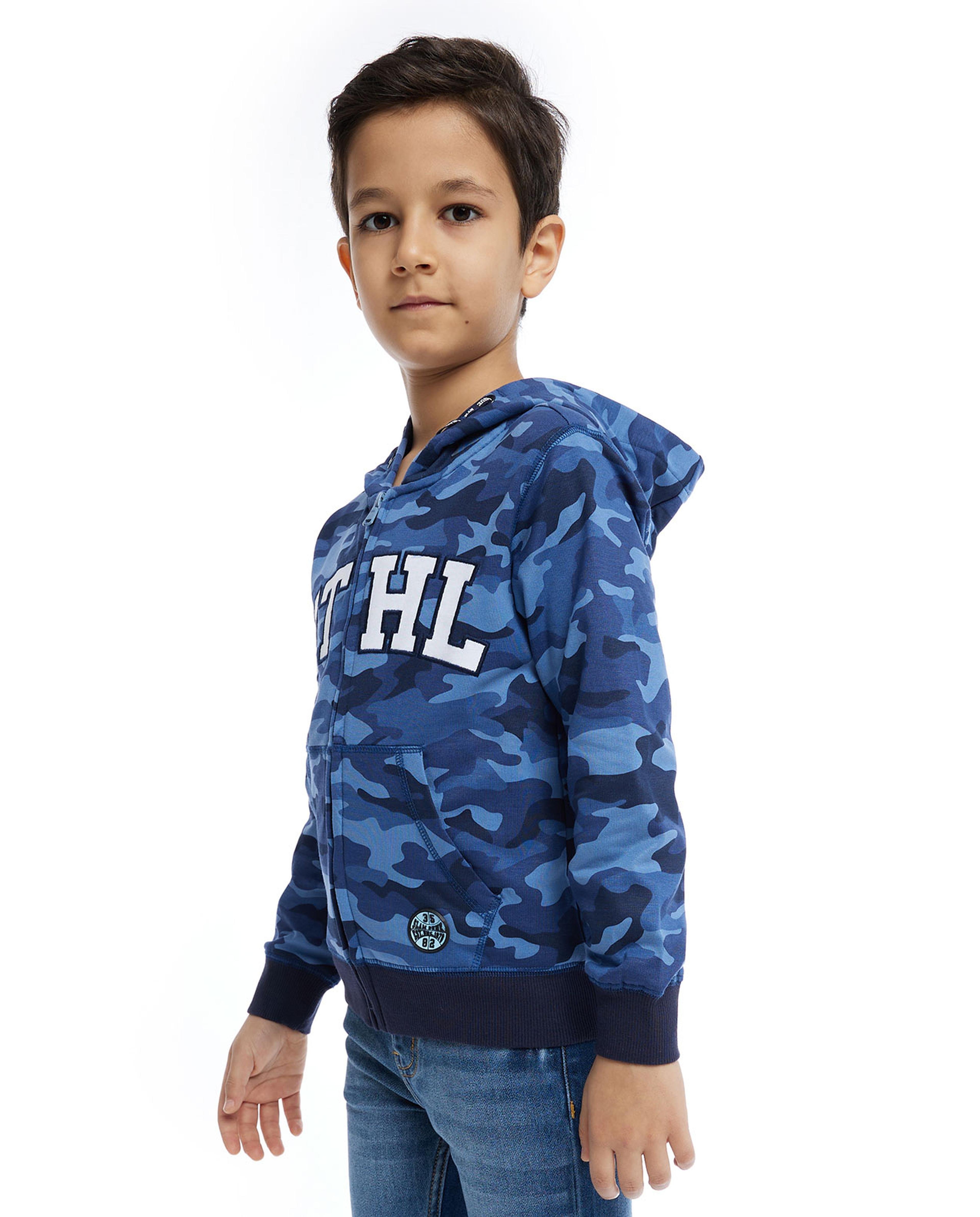 Camouflage Hooded Jacket with Zipper Closure