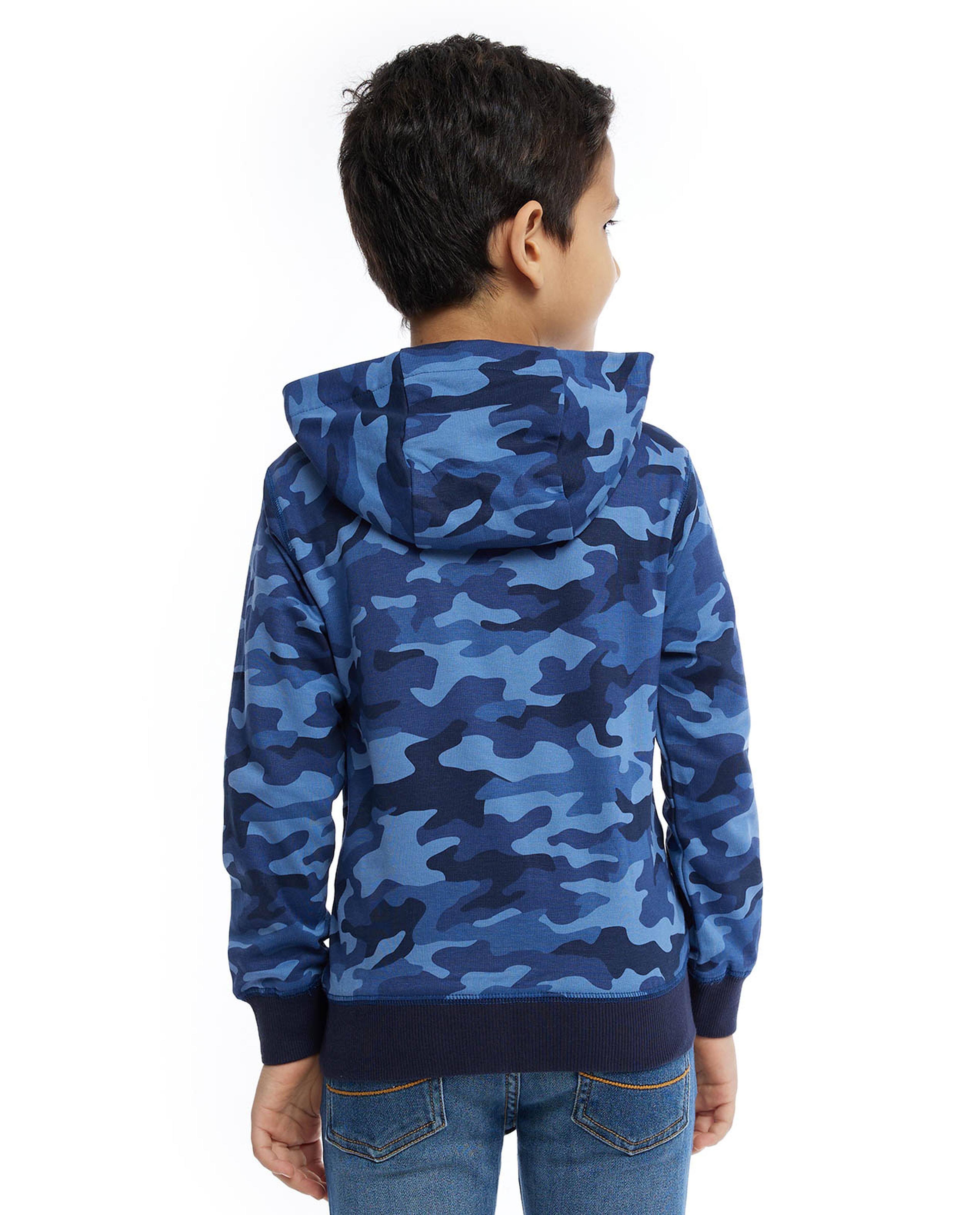 Camouflage Hooded Jacket with Zipper Closure