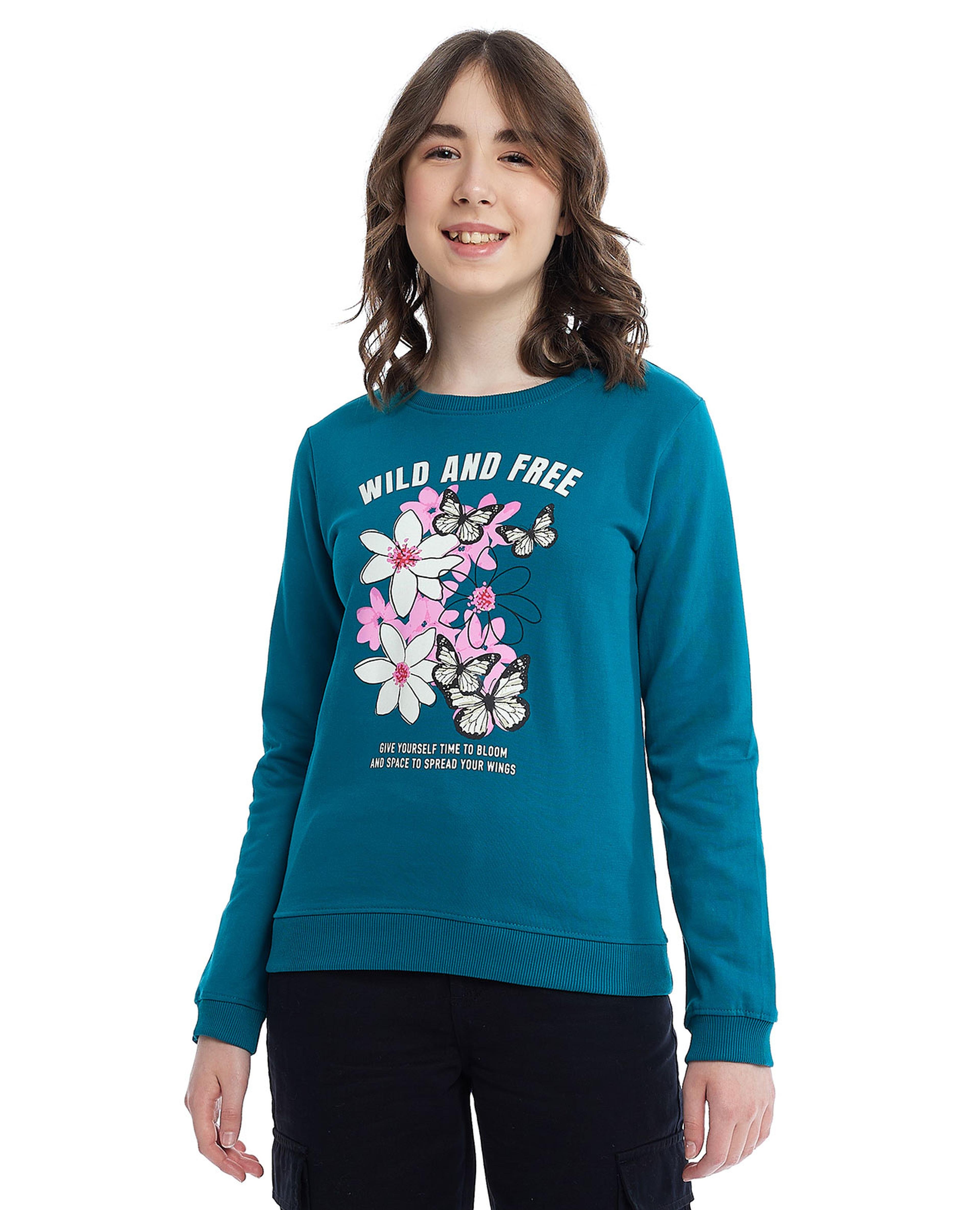 Printed Sweatshirt with Crew neck and Long Sleeves