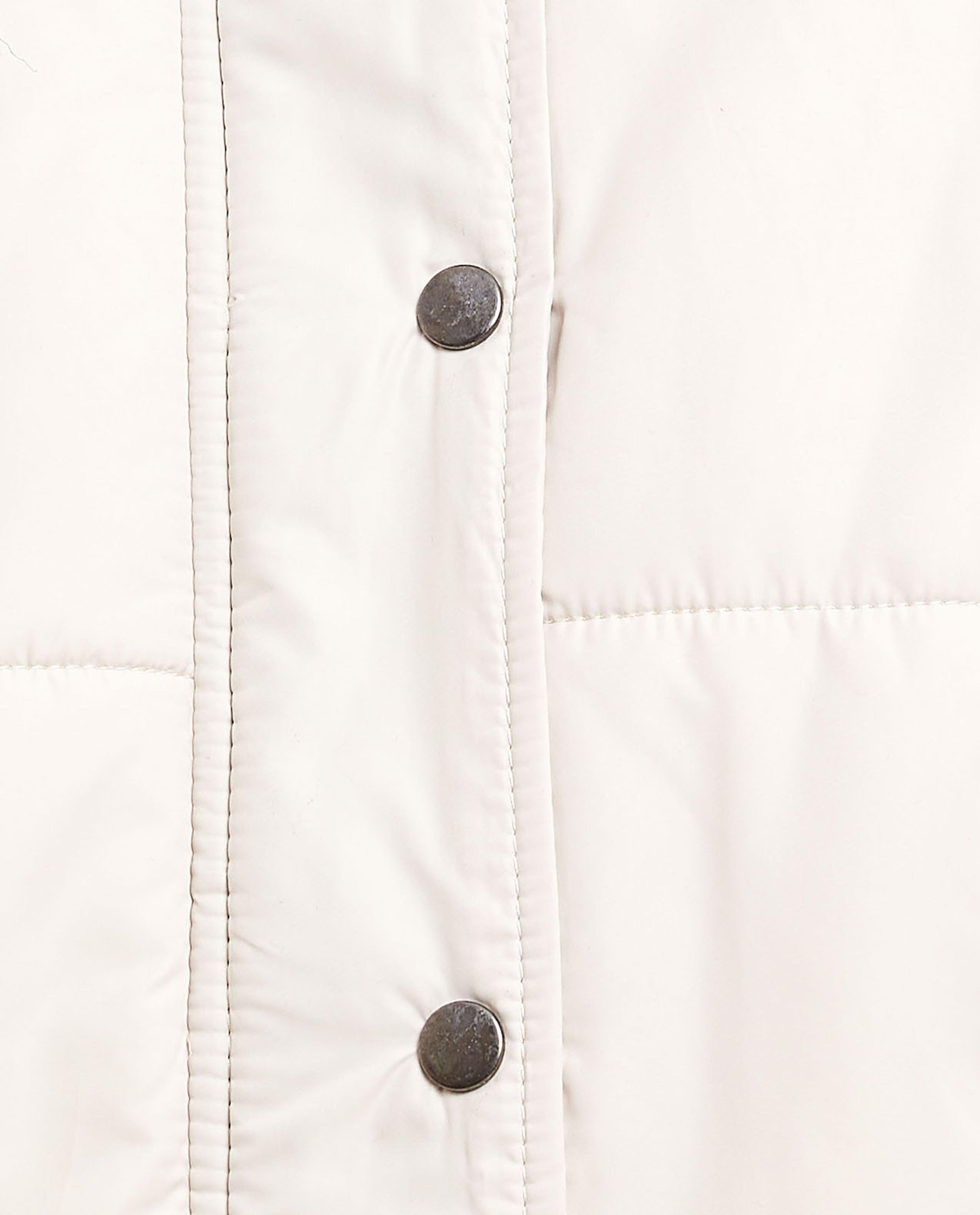 Sherpa Hooded Puffer Jacket with Snap Closure