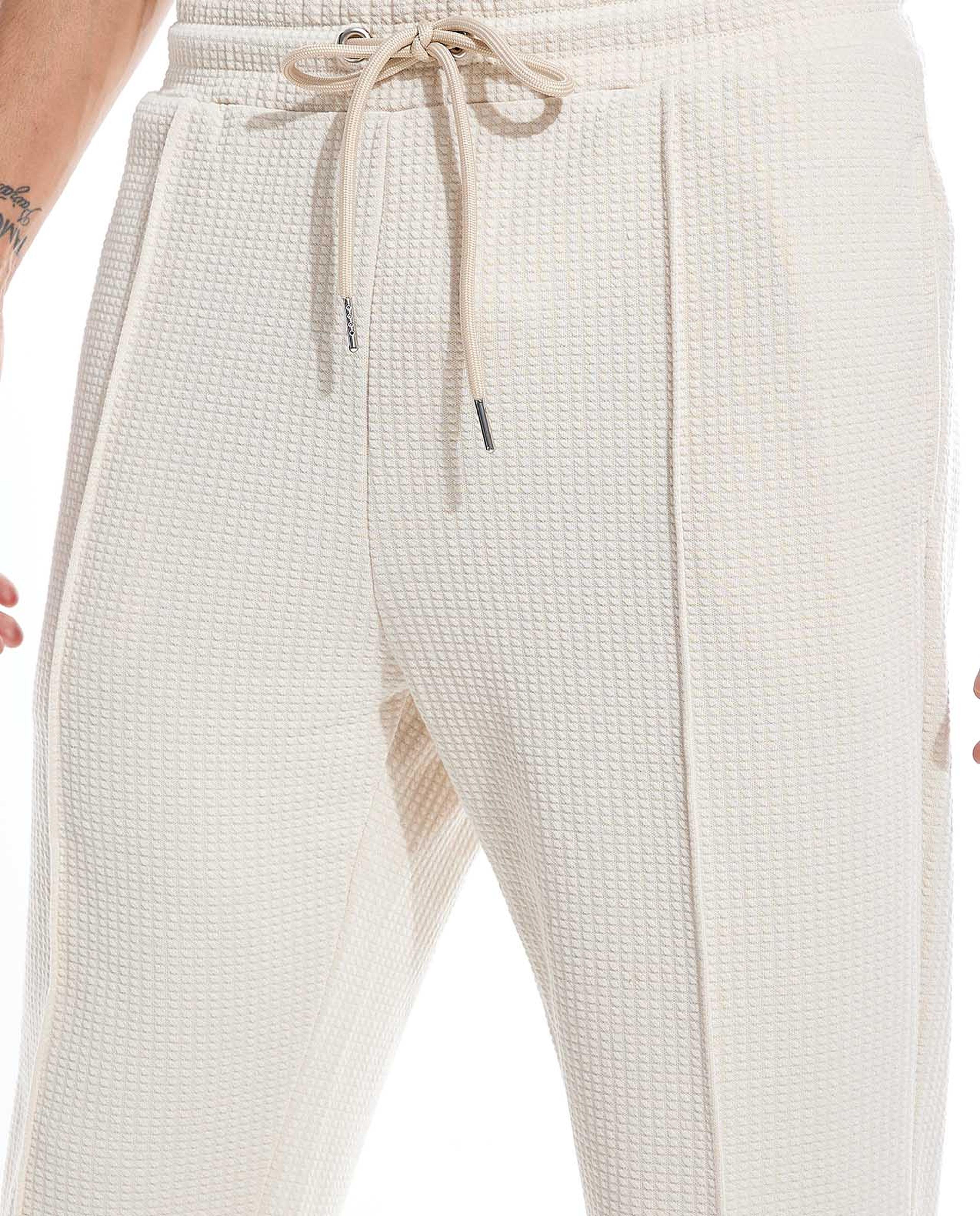 Waffle Textured Pants with Drawstring Waist