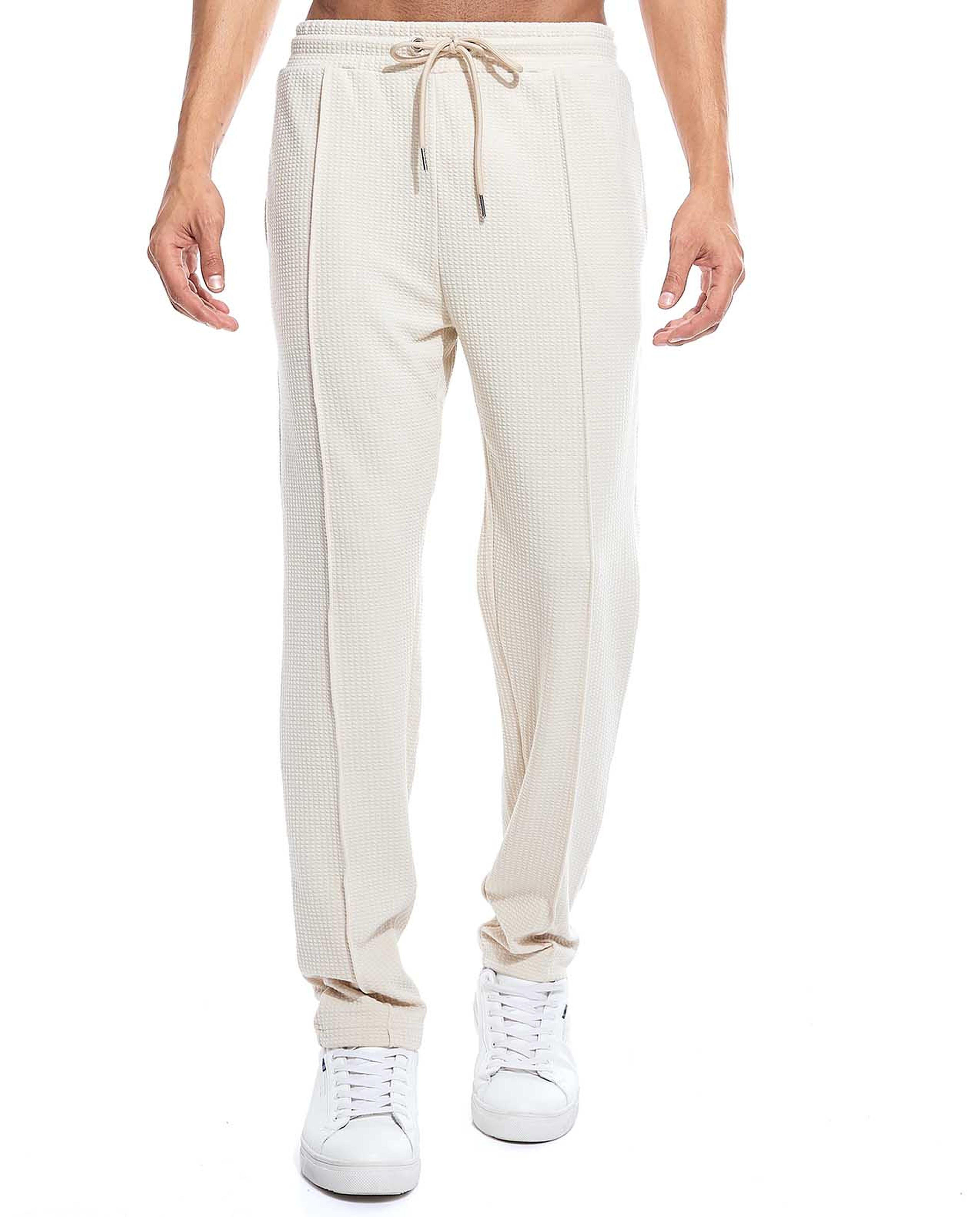 Waffle Textured Pants with Drawstring Waist