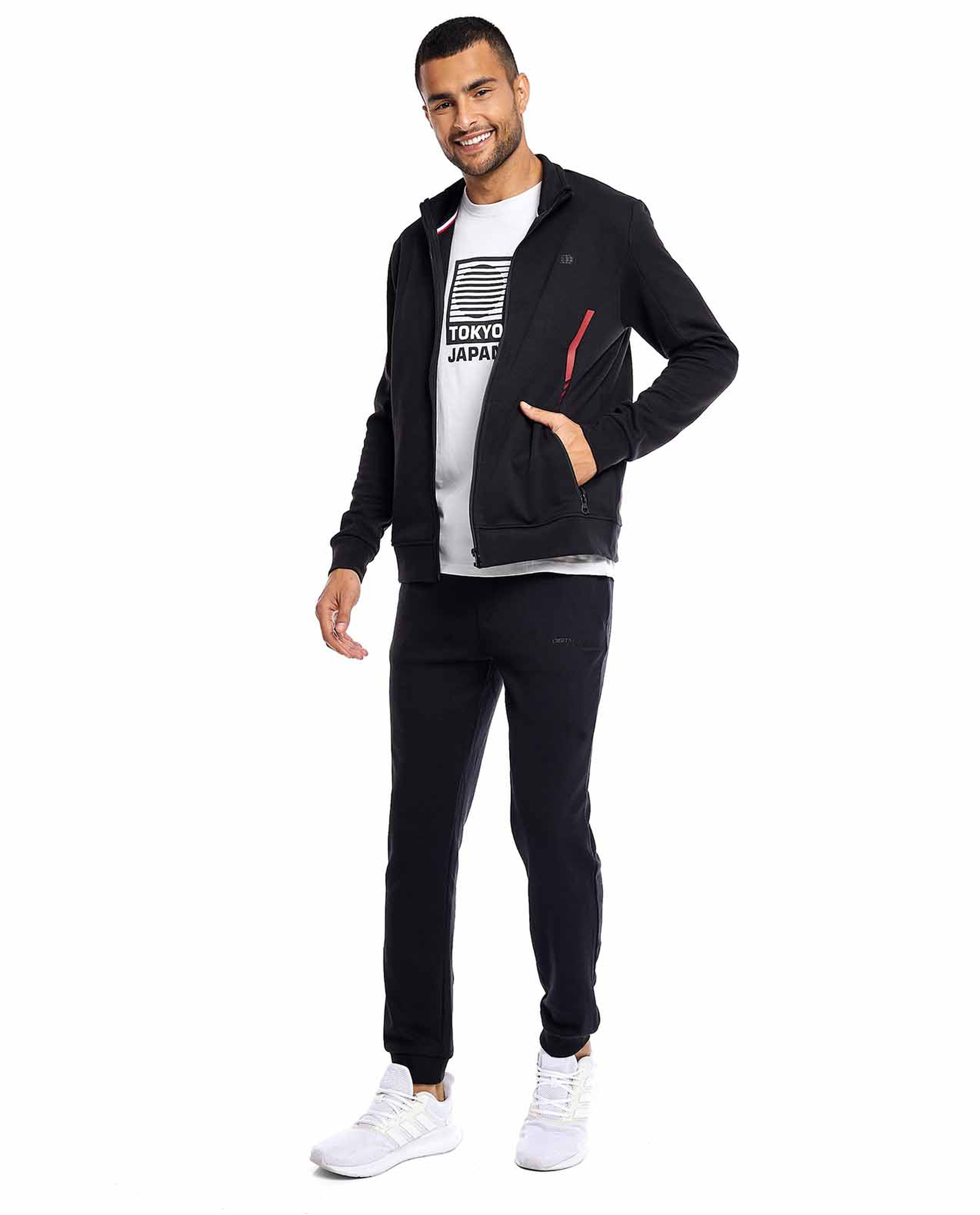 Contrast Detail Track Jacket with Zipper Closure