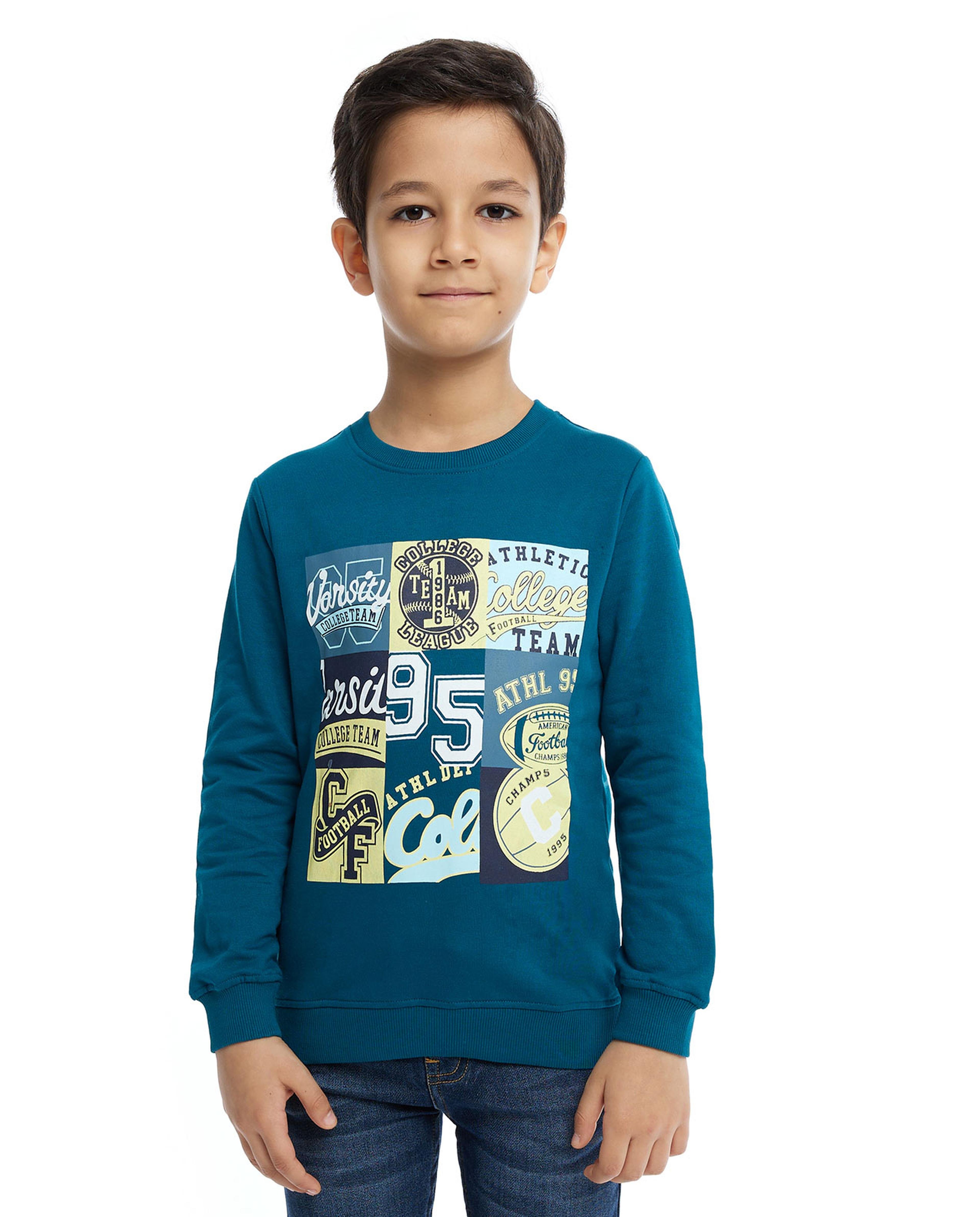 Printed Sweatshirt with Crew neck and Long Sleeves