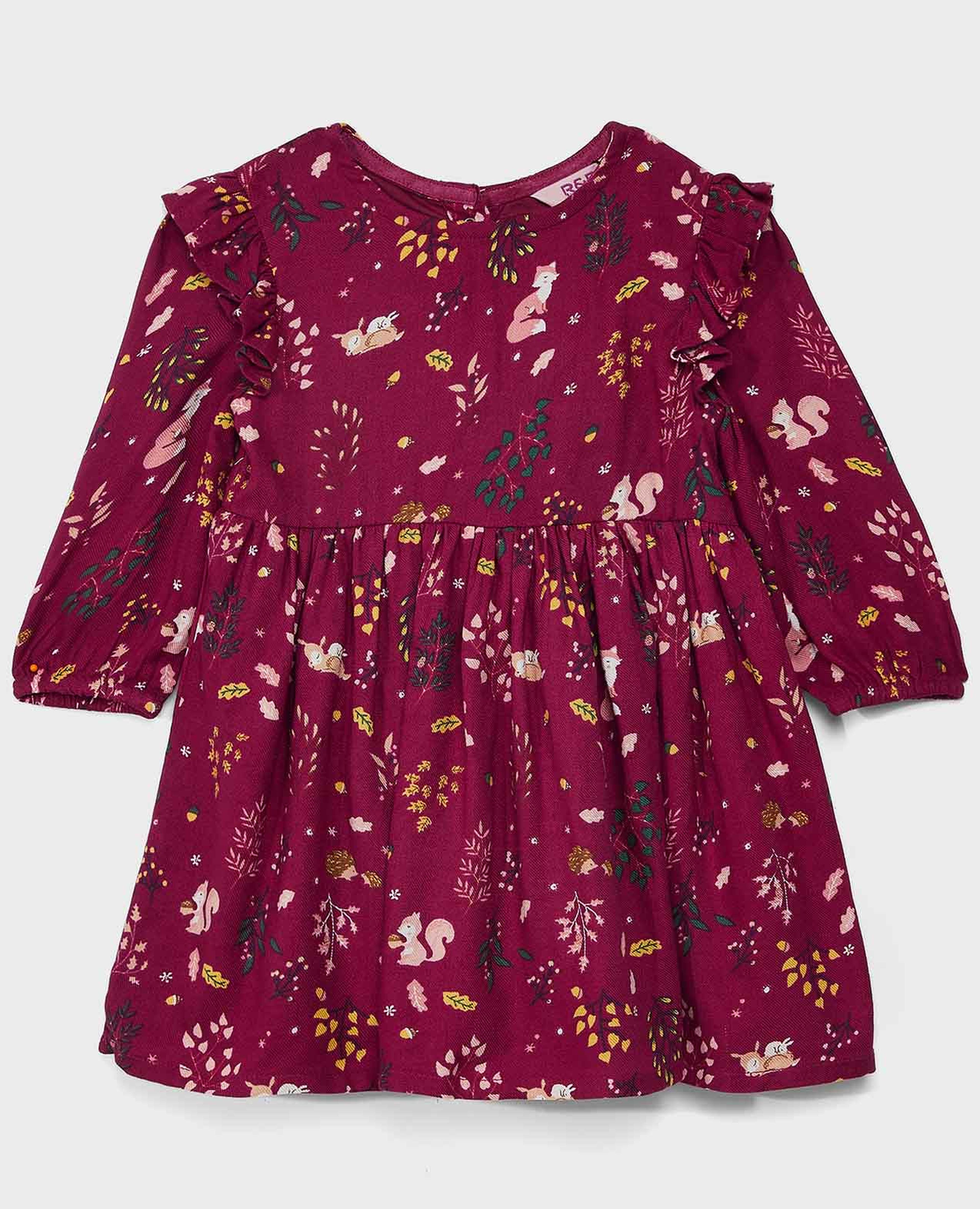 Floral Print Fit and Flare Dress and Long Sleeves