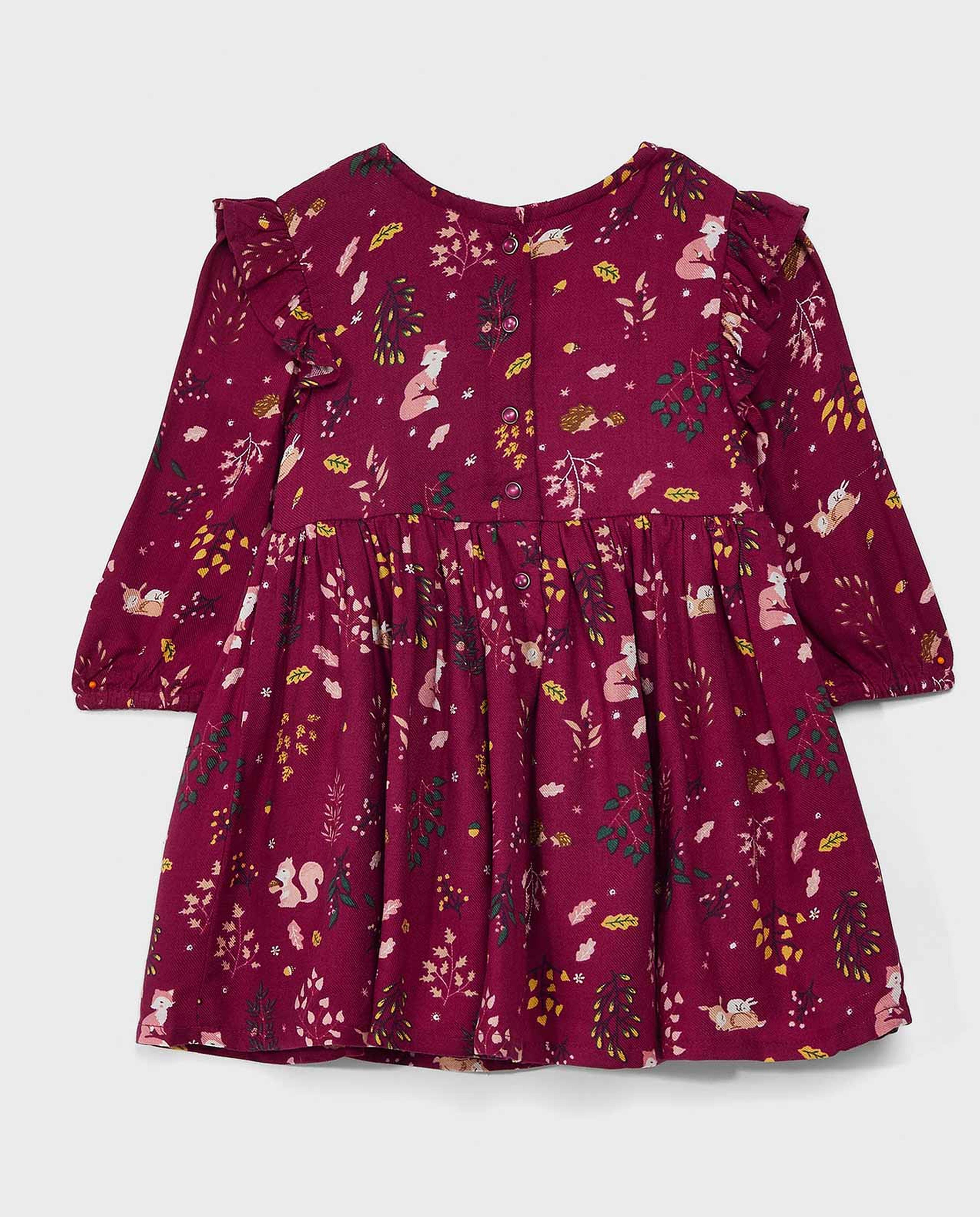 Floral Print Fit and Flare Dress and Long Sleeves