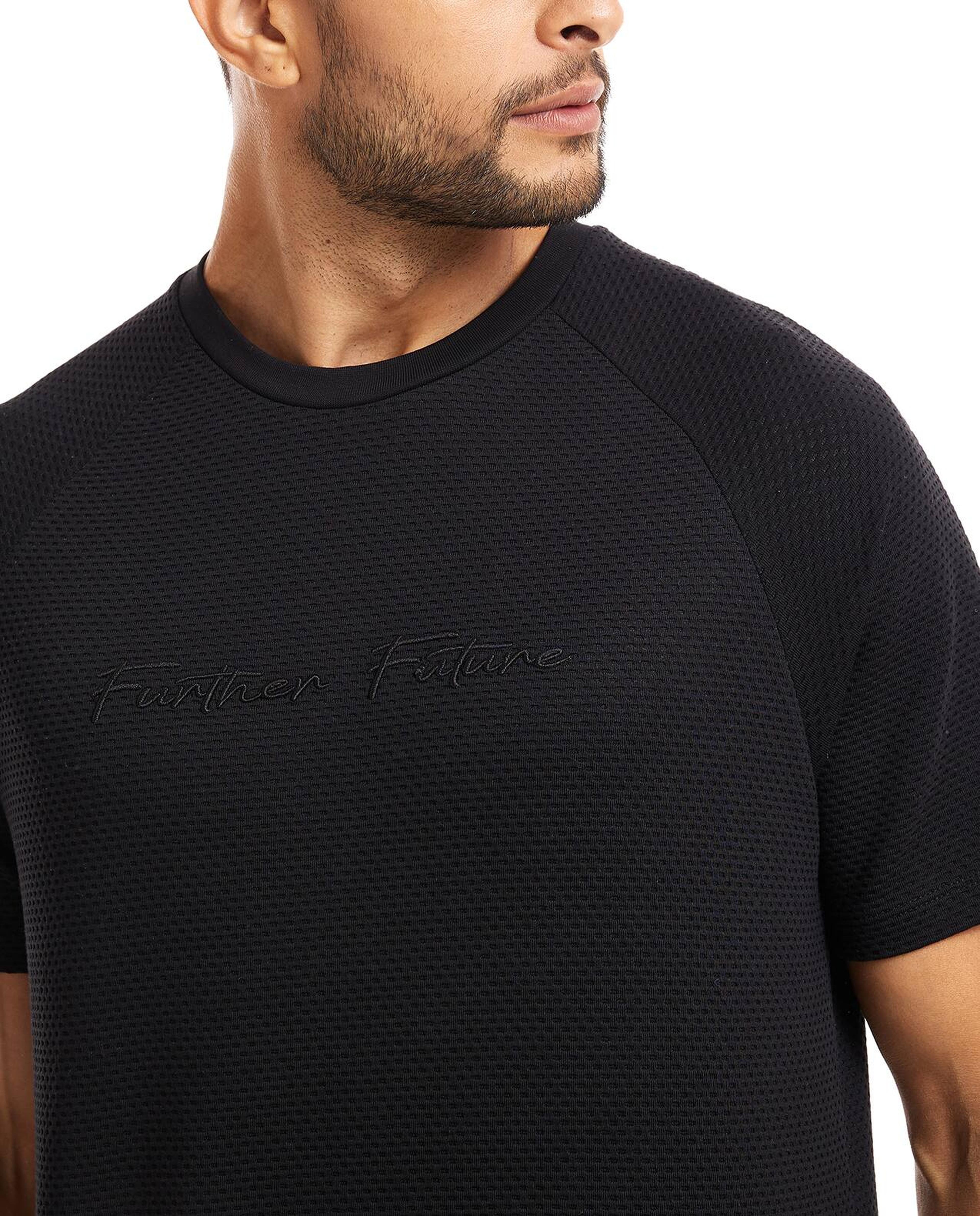 Embroidered T-Shirt with Crew Neck and Raglan Sleeves