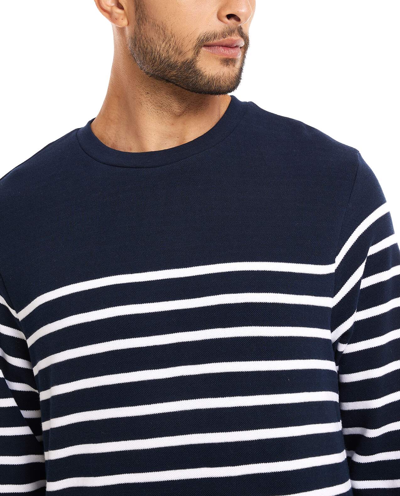 Striped T-Shirt with Crew Neck and Long Sleeves