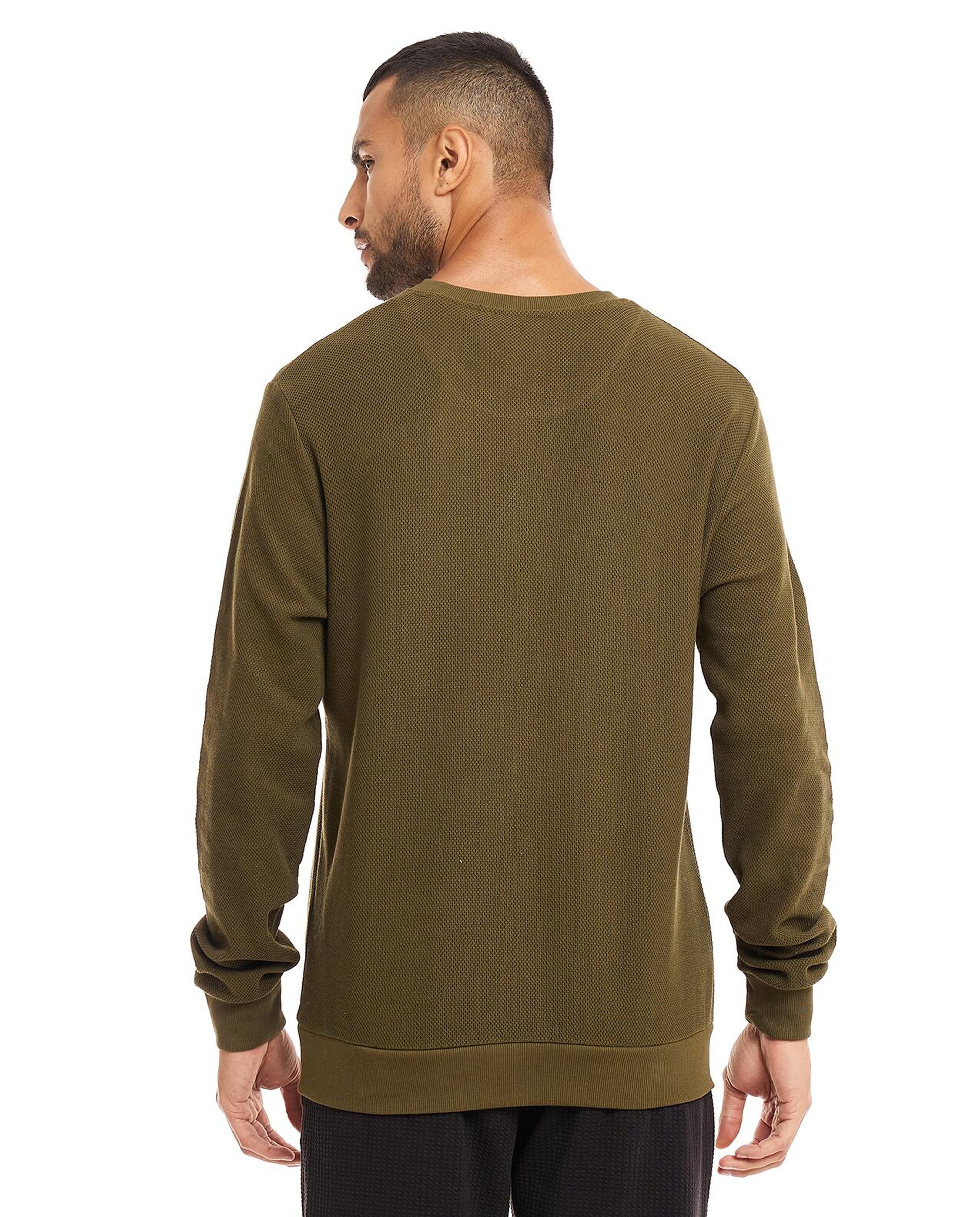 Textured Sweatshirt with Crew Neck and Long Sleeves
