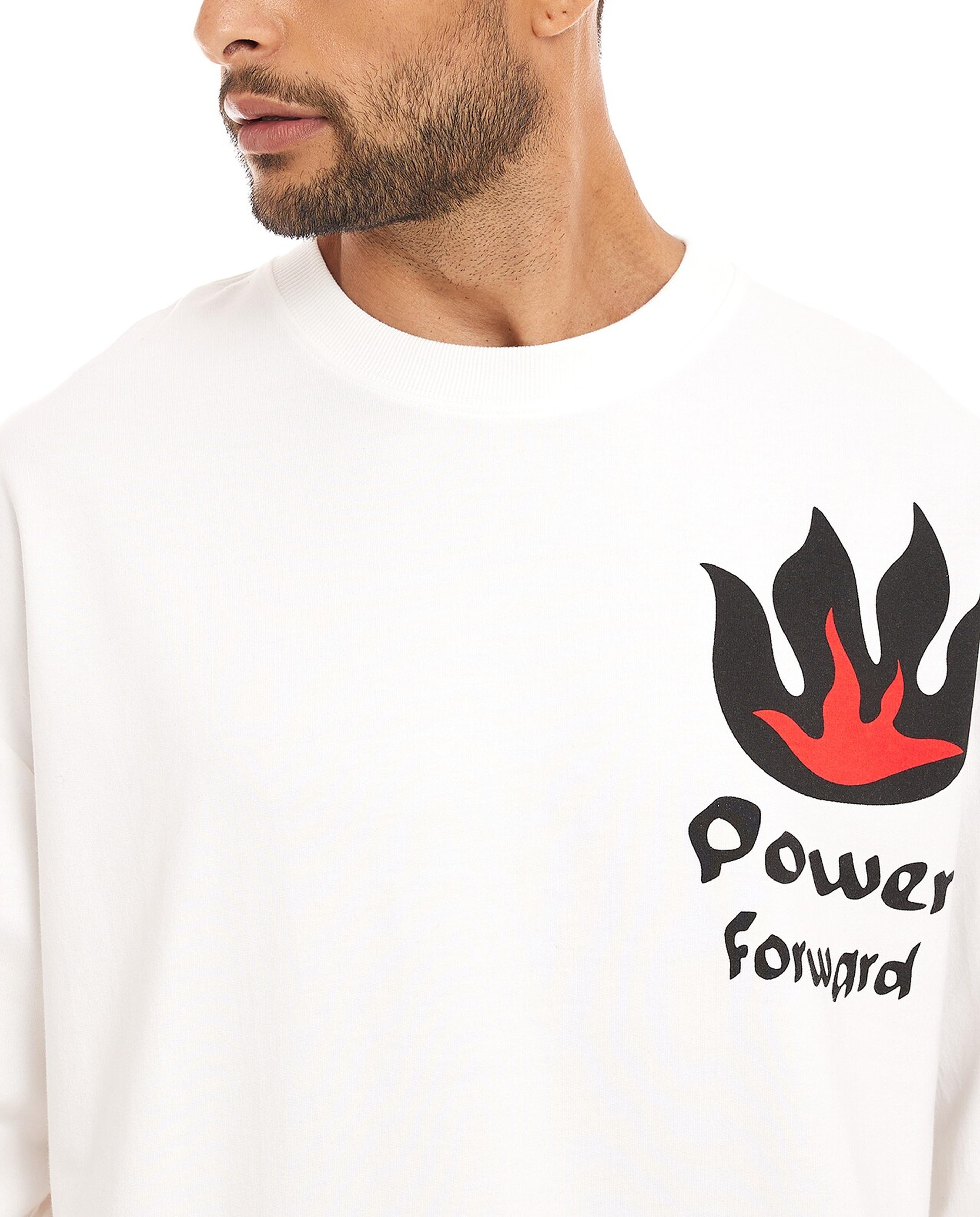 Back Print Sweatshirt with Crew Neck and Long Sleeves