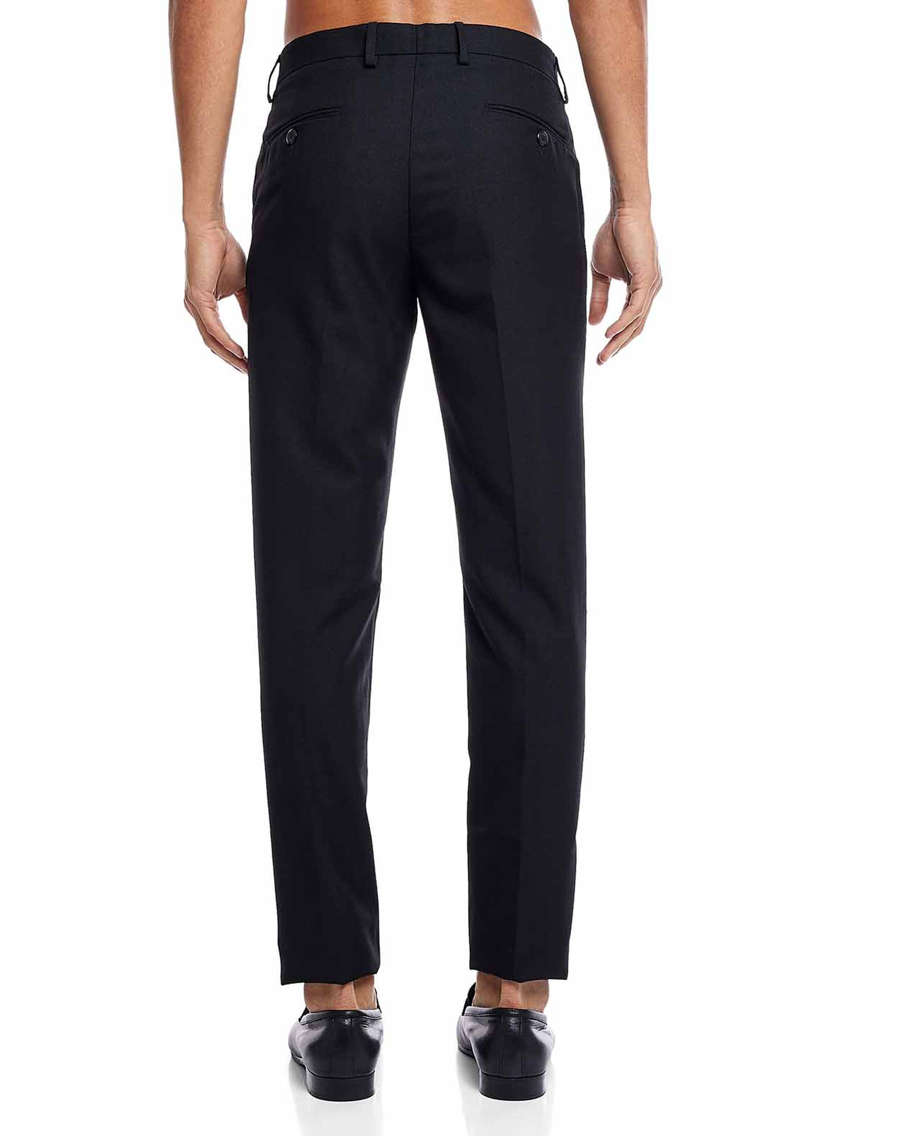 Solid Slim Fit Trousers with Button Closure