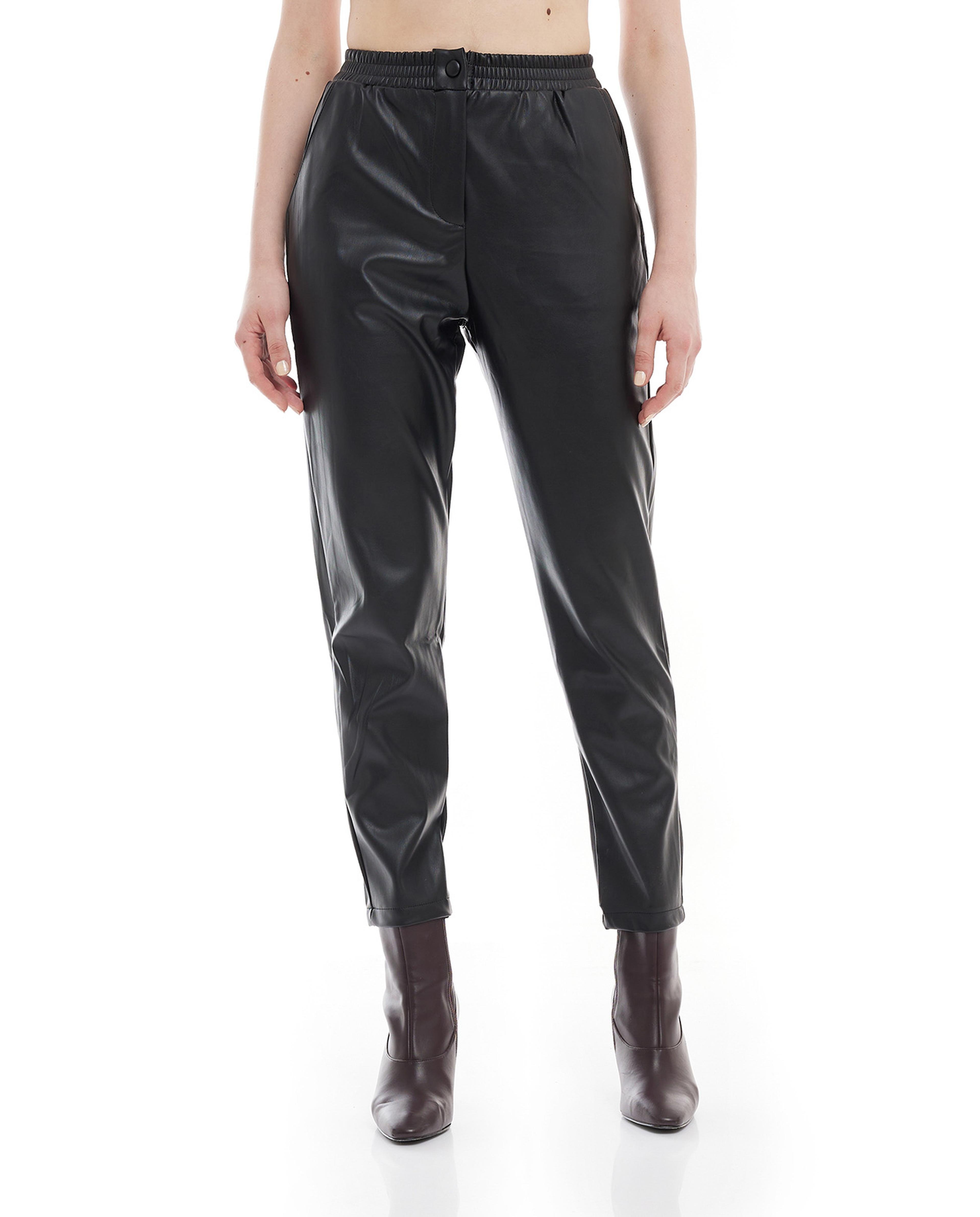 Solid Tapered Pants with Button Closure