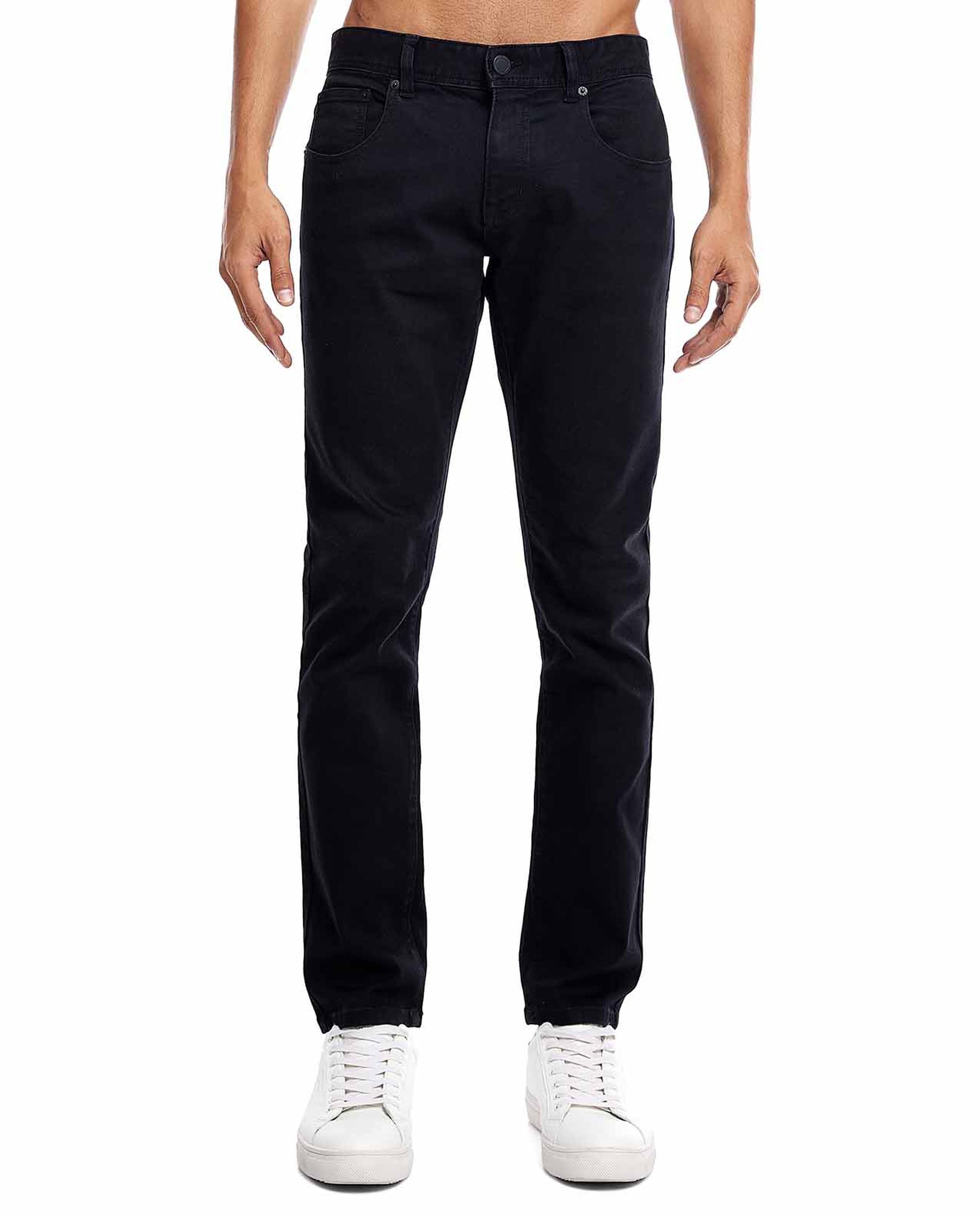 Solid Relaxed Fit Jeans with Button Closure