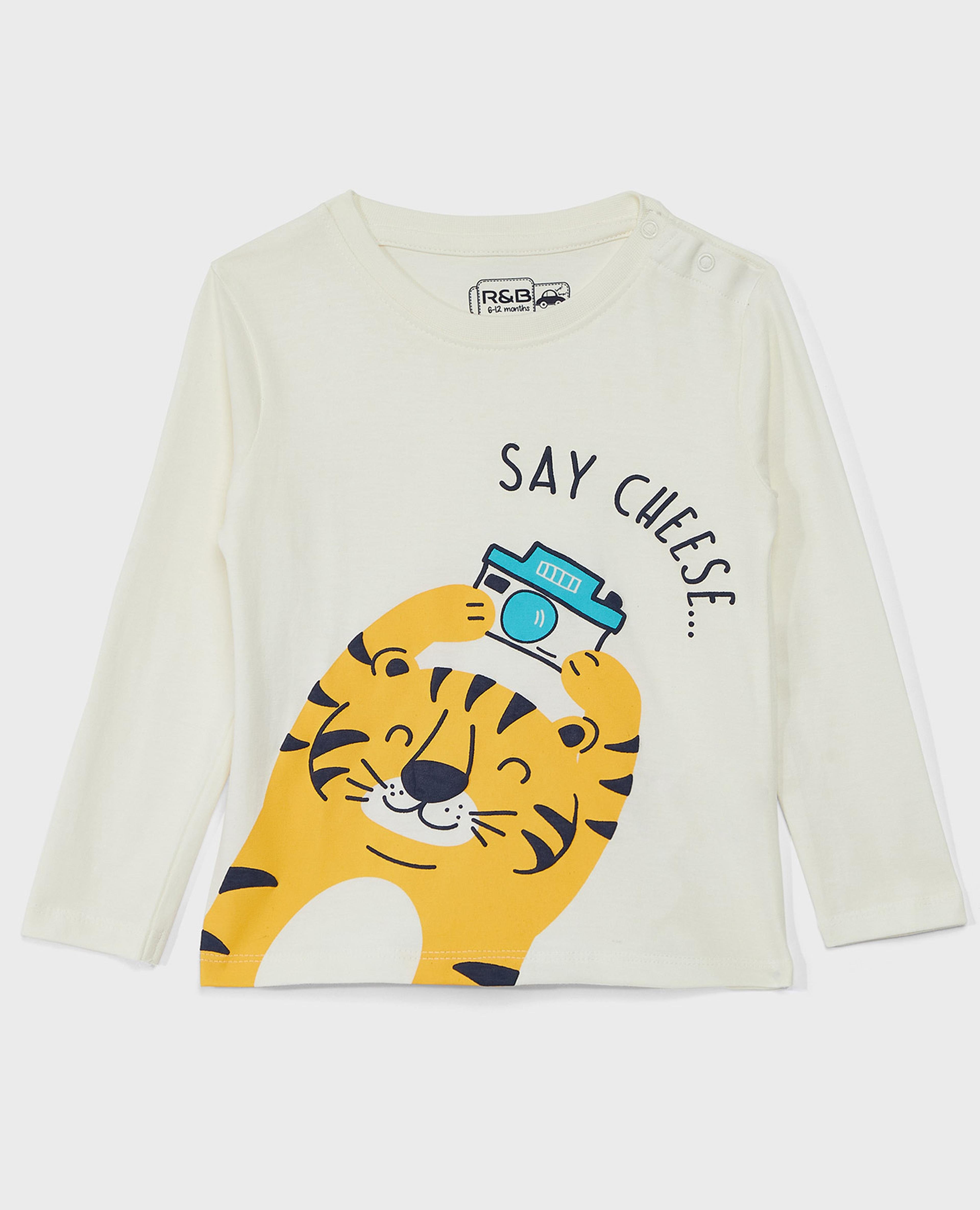 Printed T-Shirt with Crew Neck and Long Sleeves