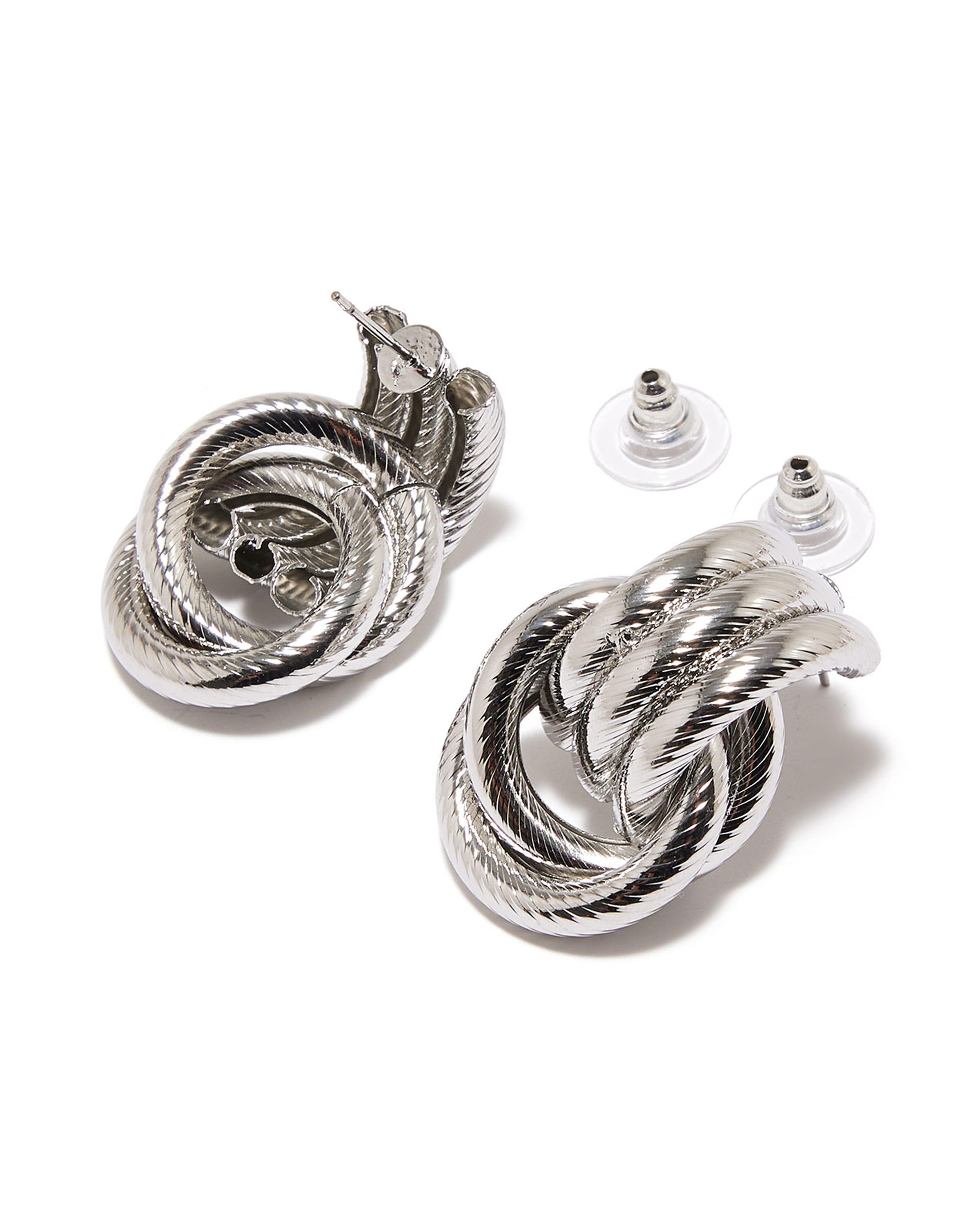 Silver-Tone Knotted Earrings