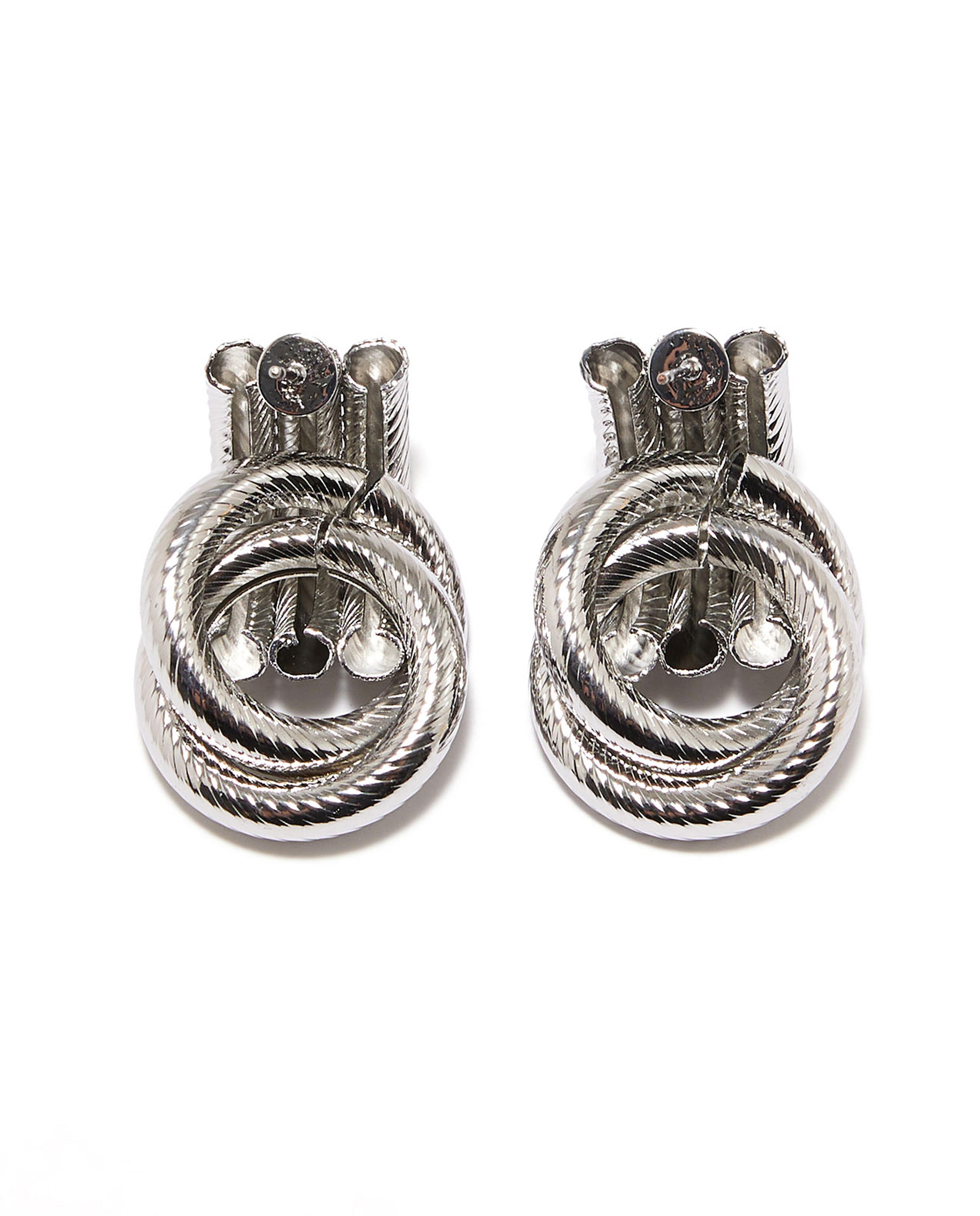 Silver-Tone Knotted Earrings
