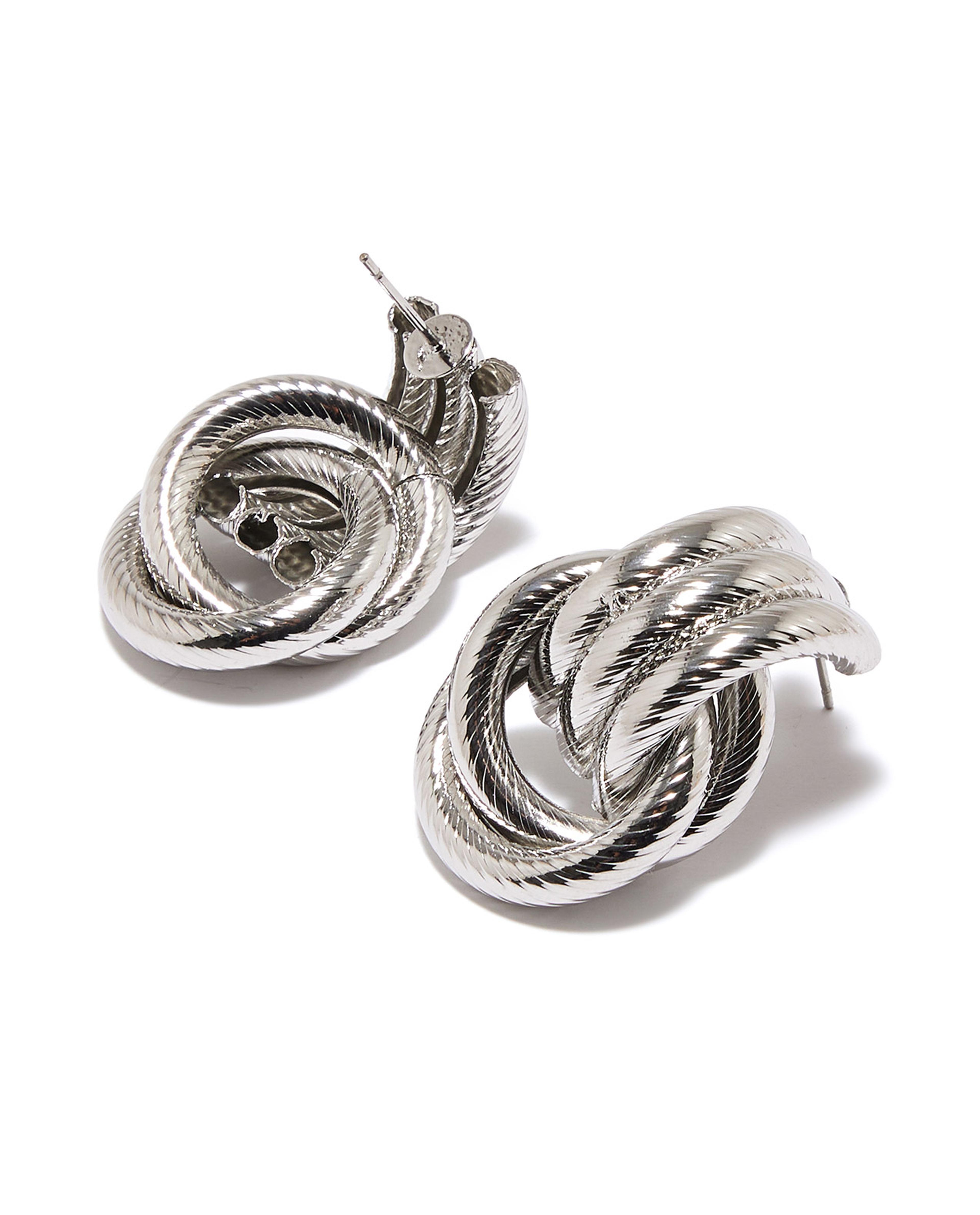 Silver-Tone Knotted Earrings