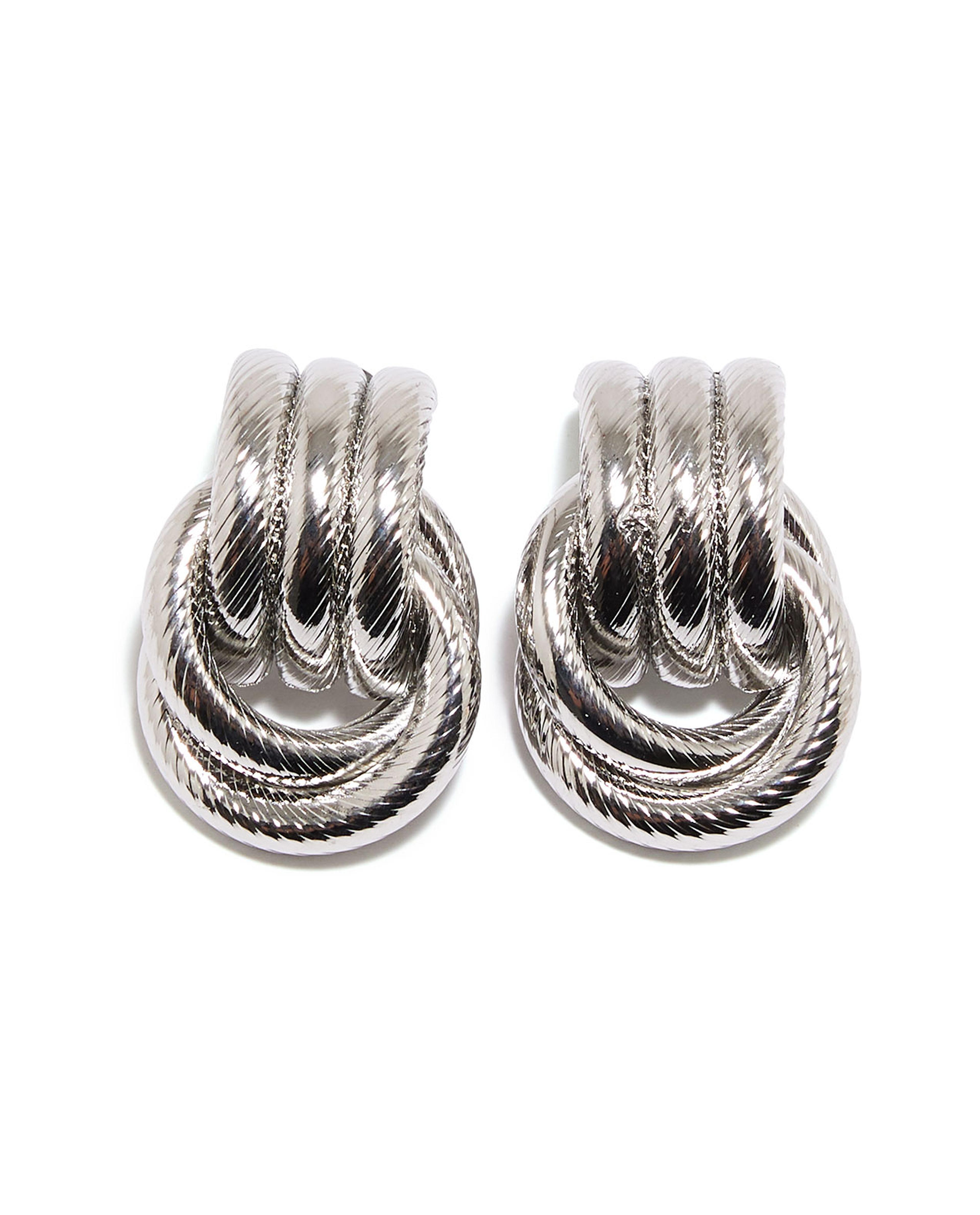 Silver-Tone Knotted Earrings