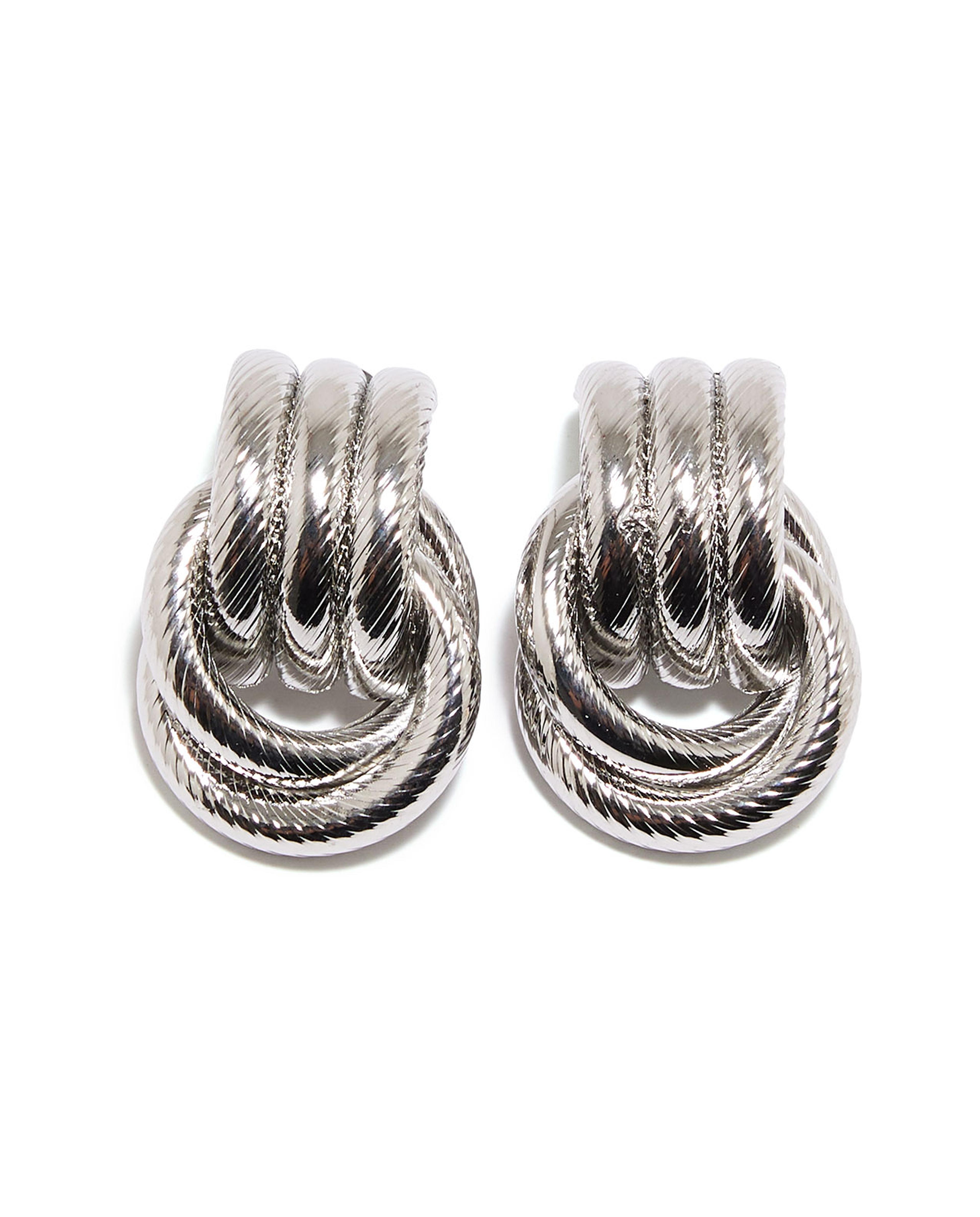 Silver-Tone Knotted Earrings