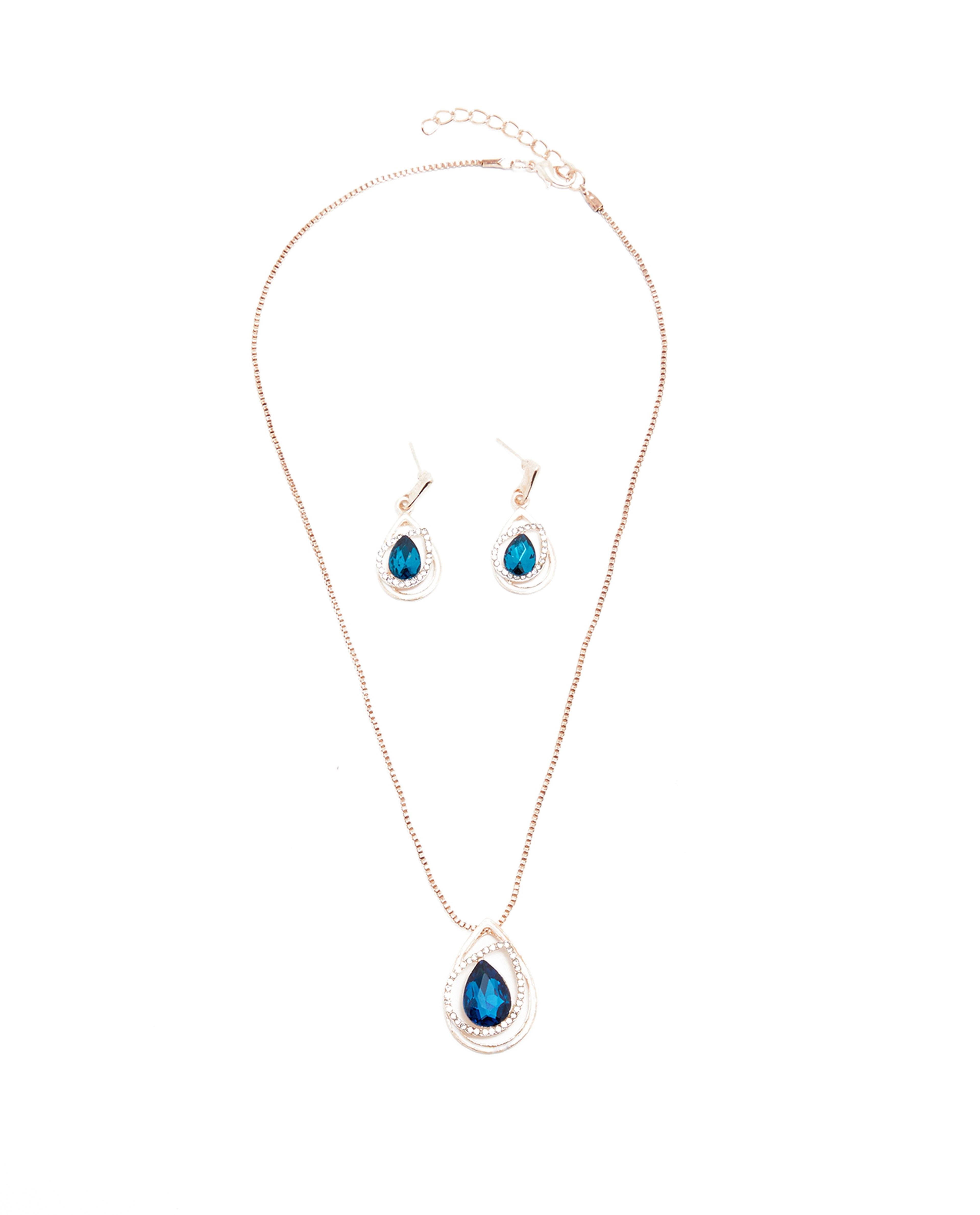 Stone Embellished Necklace and Earrings Set