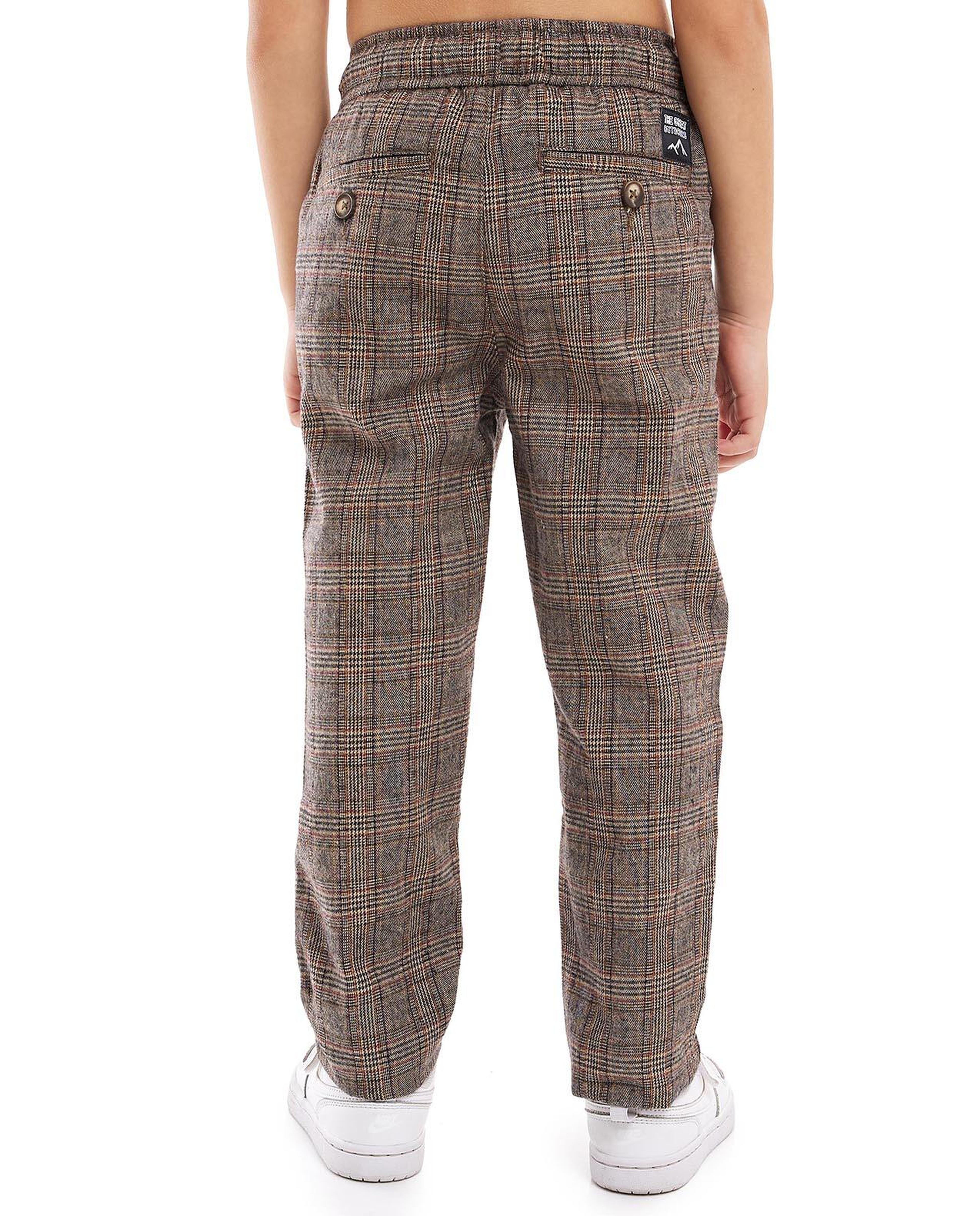 Plaid Relaxed fit Trousers with Drawstring Waist