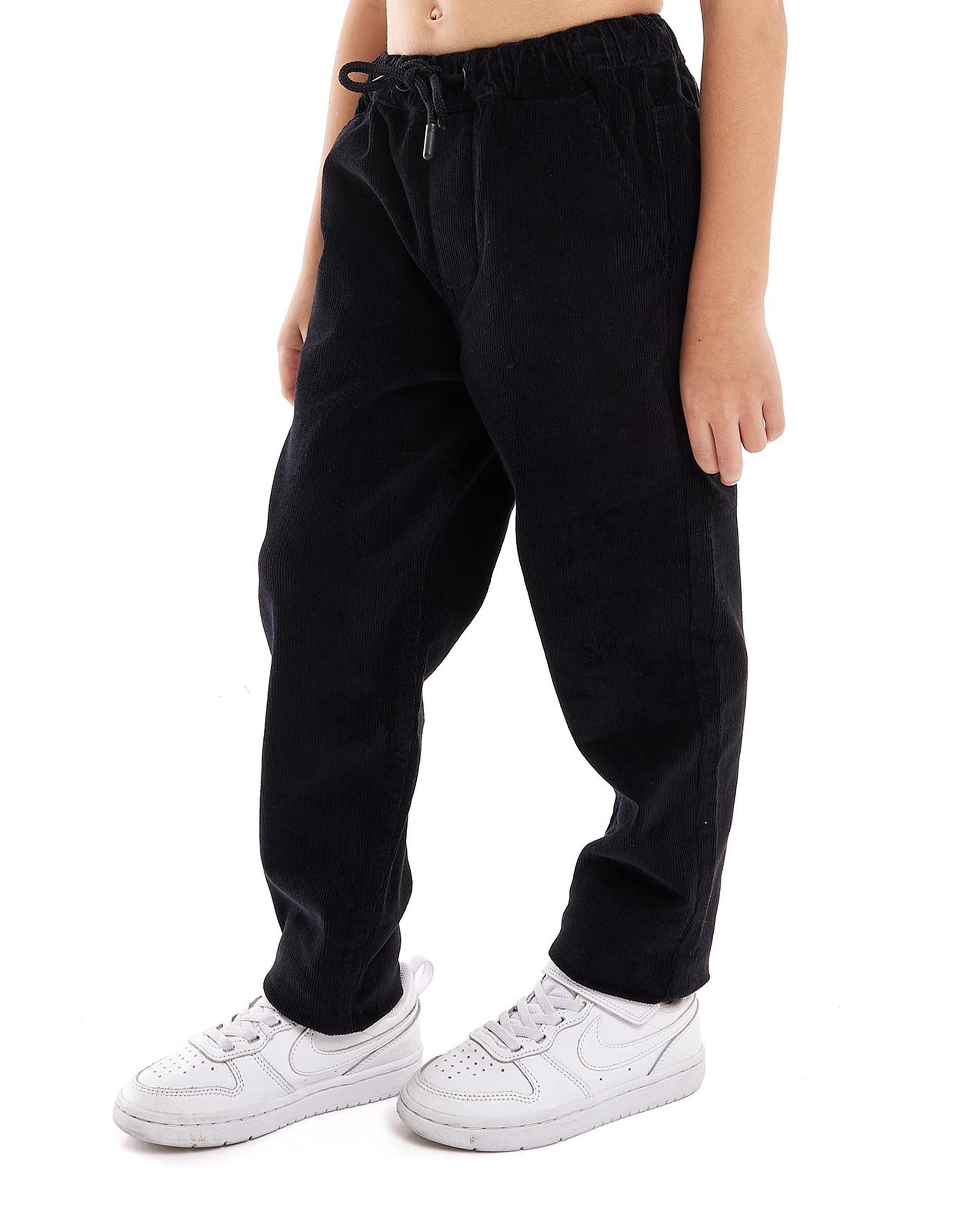 Solid Relaxed fit Trousers with Drawstring Waist