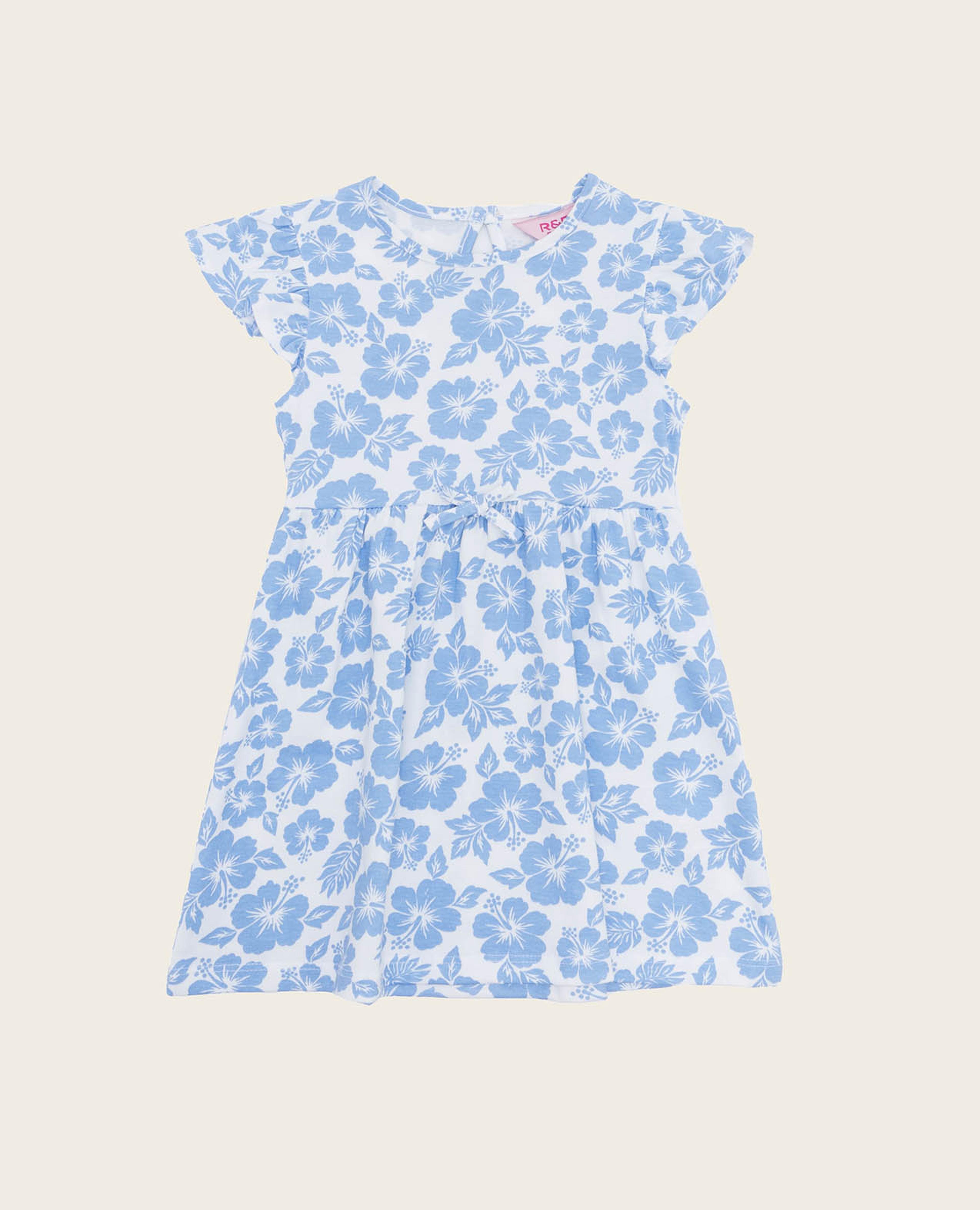 Floral Print Fit and Flare Dress with Crew Neck and Short Sleeves