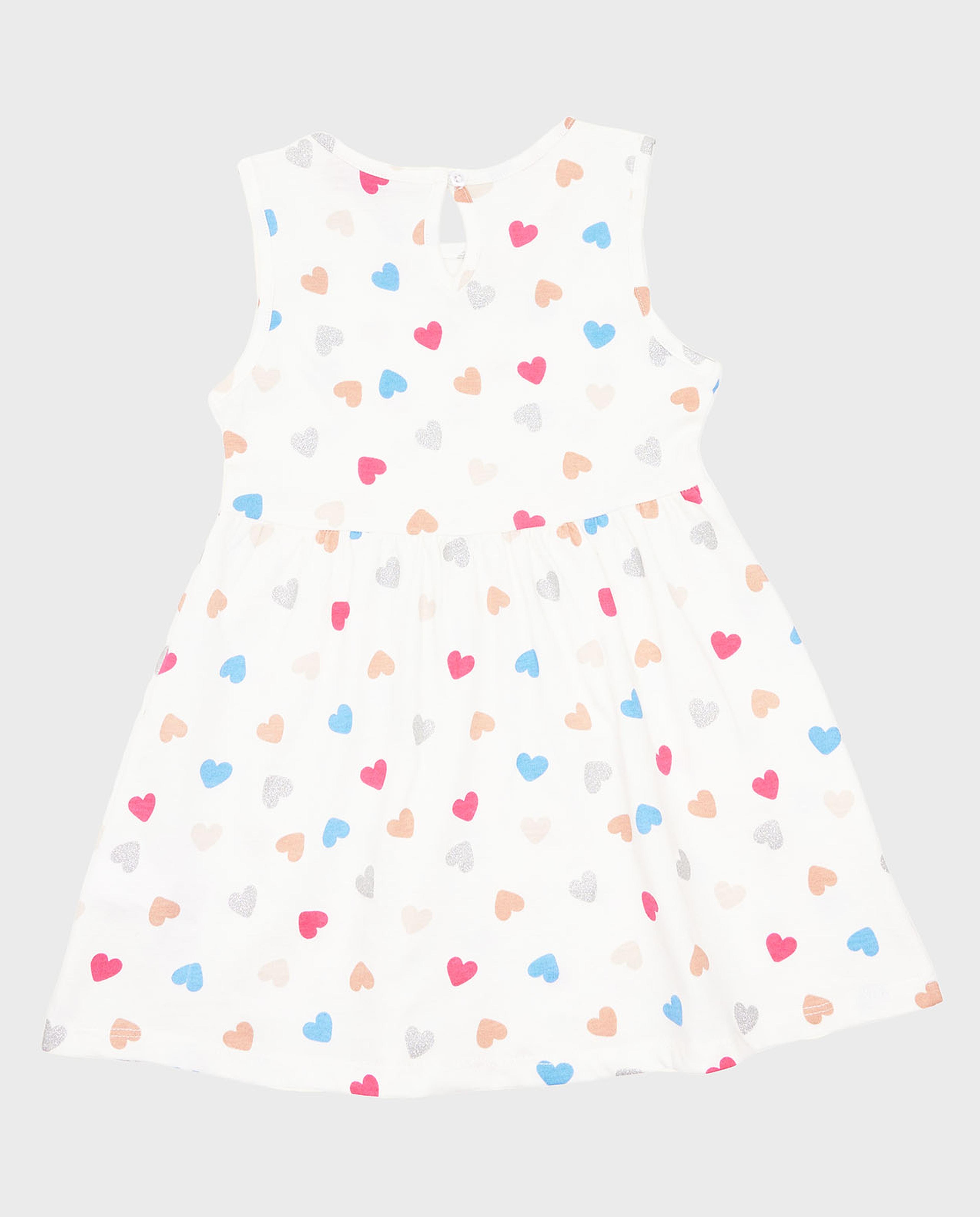 Heart Patterned Sleeveless Fit and Flare Dress