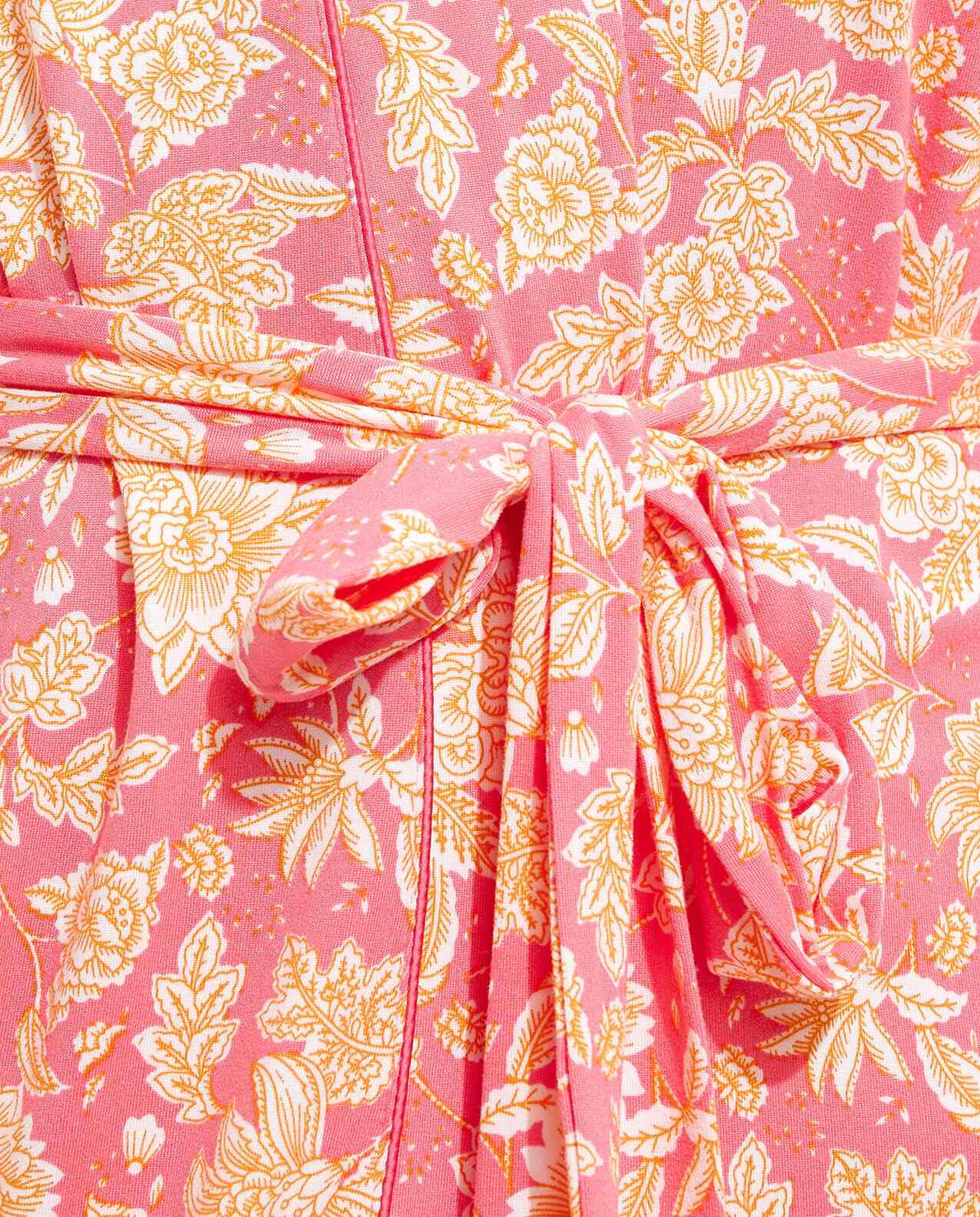 Floral Printed Sleep Robe with Tie Waist