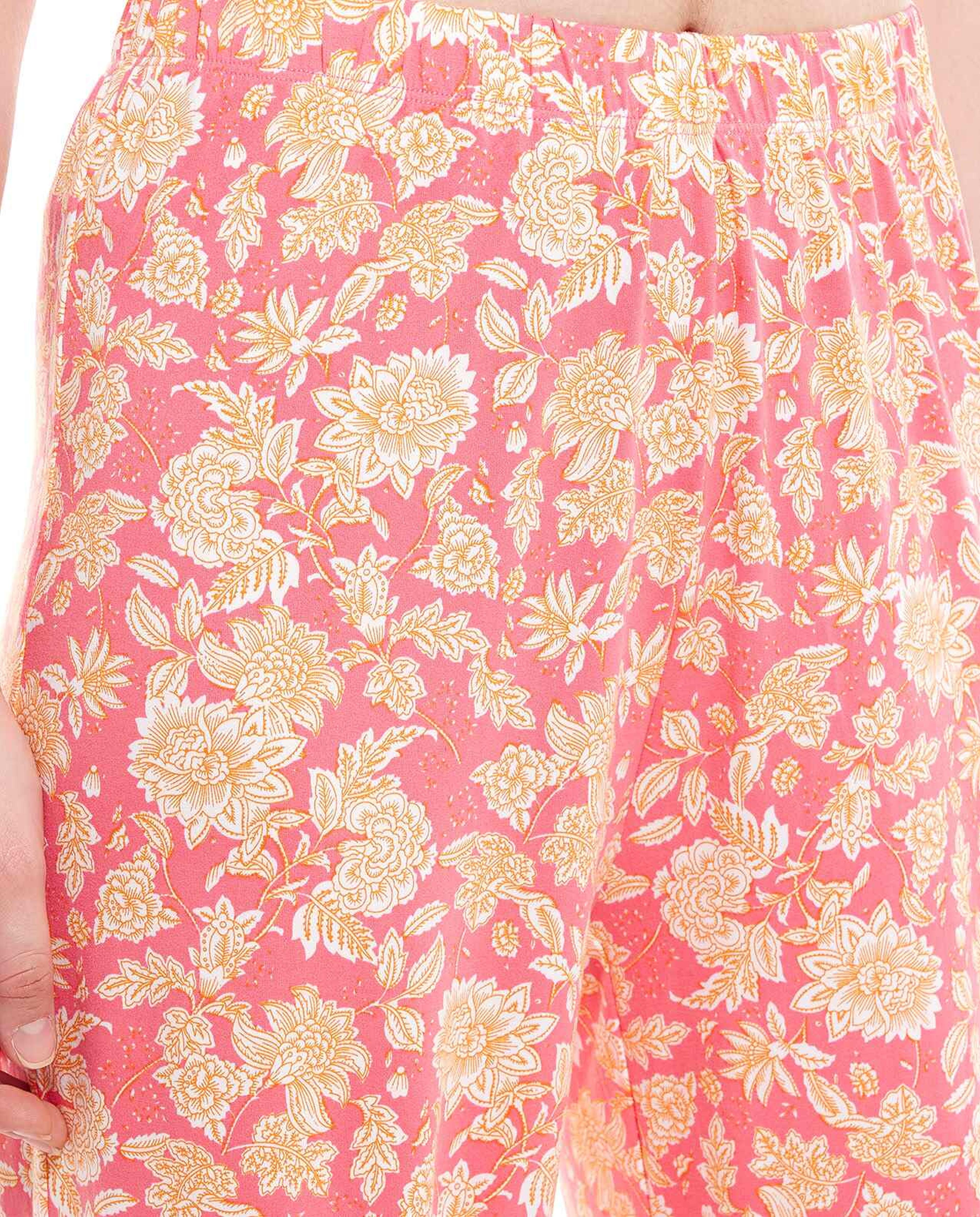 Floral Printed Pajama Set with Short Sleeves