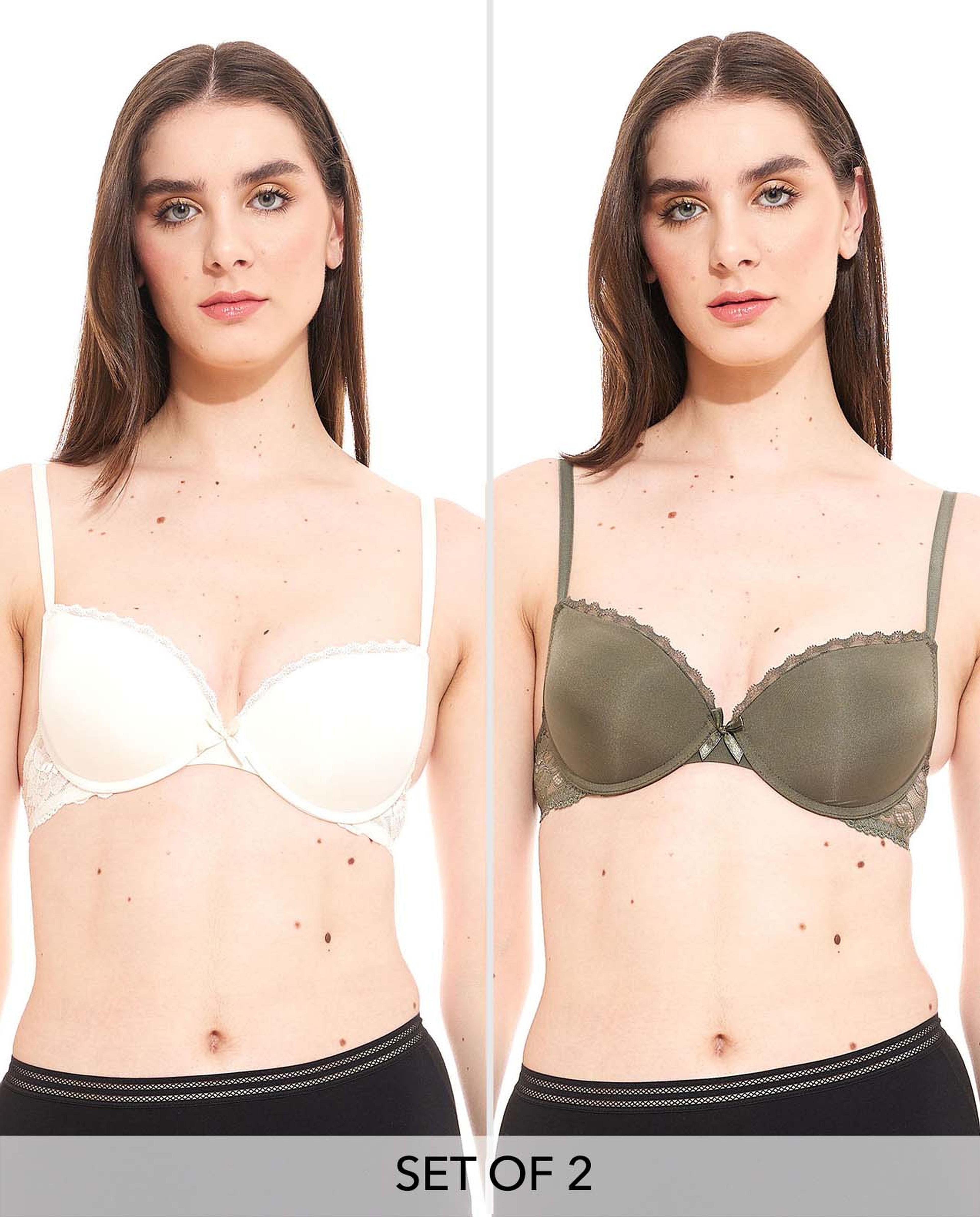 Shop Pack of 2 Push Up Bras with Lace Trim Online