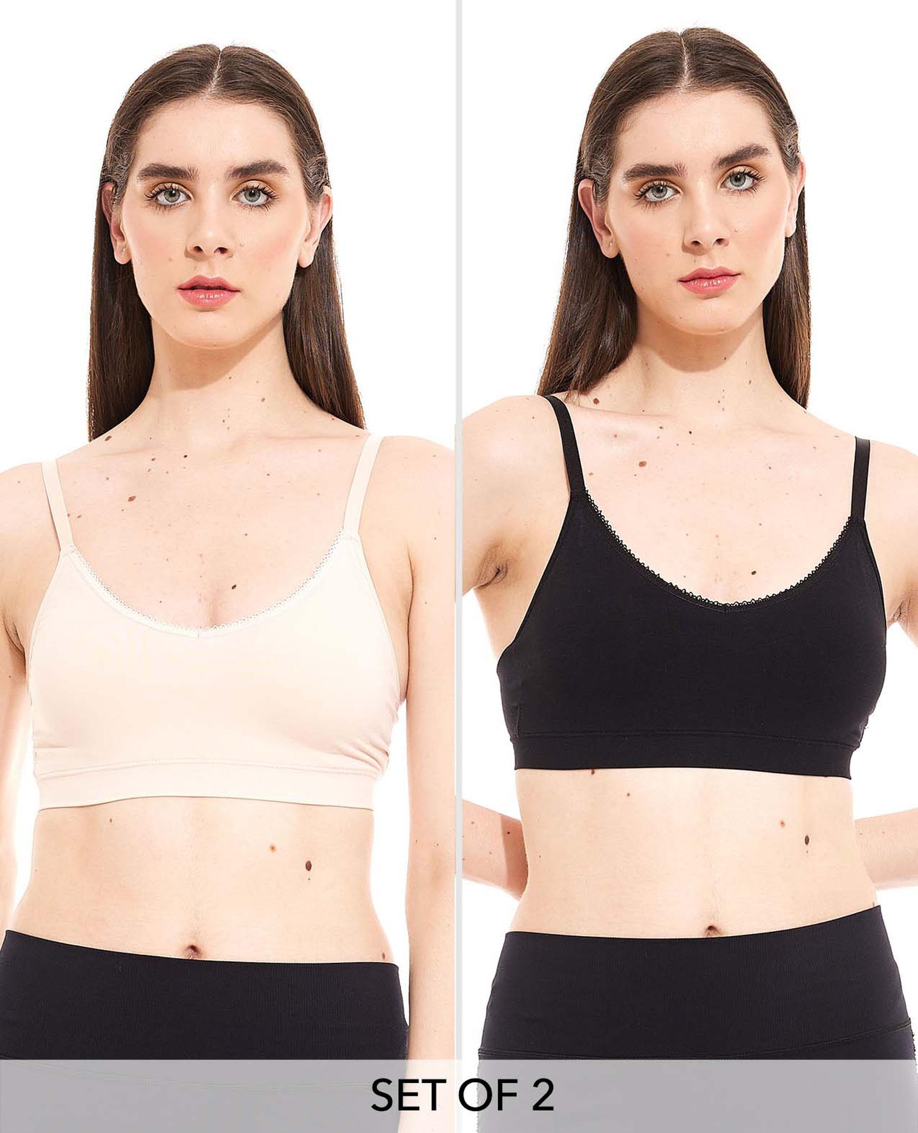 Buy online Beige Solid Sports Bra from lingerie for Women by Lady