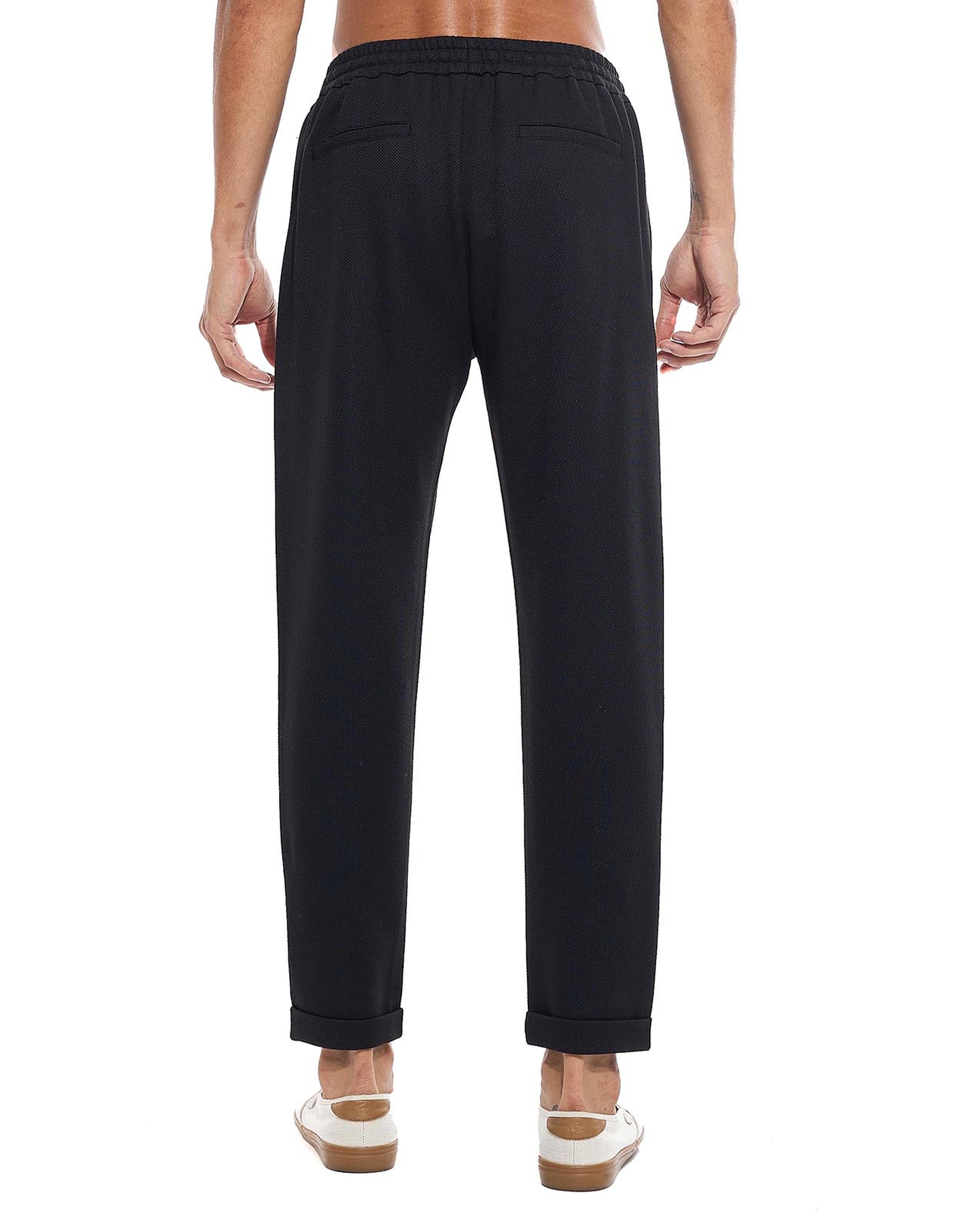 Textured Pants with Drawstring Waist