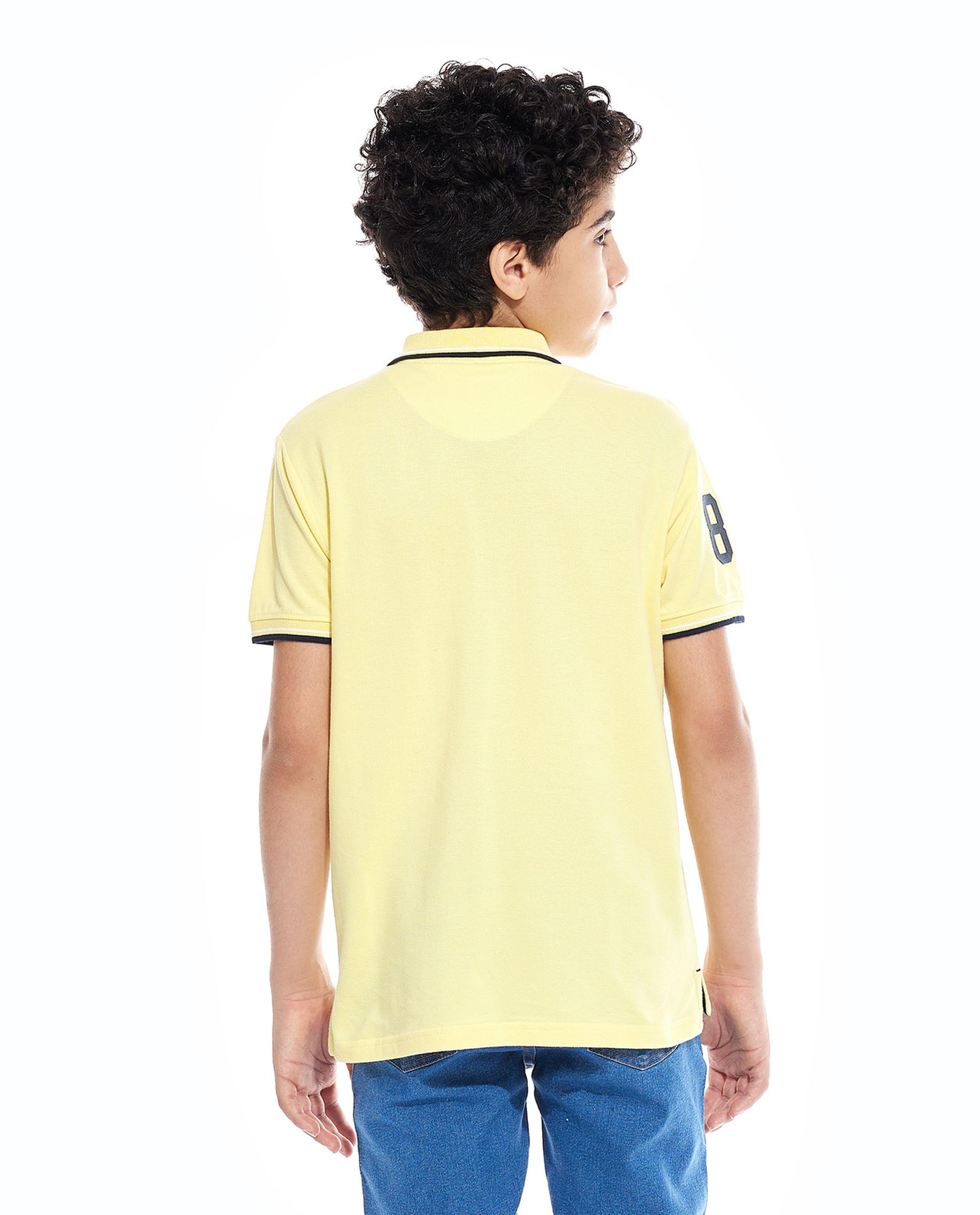 Print Detail Polo T-Shirt with Short Sleeves