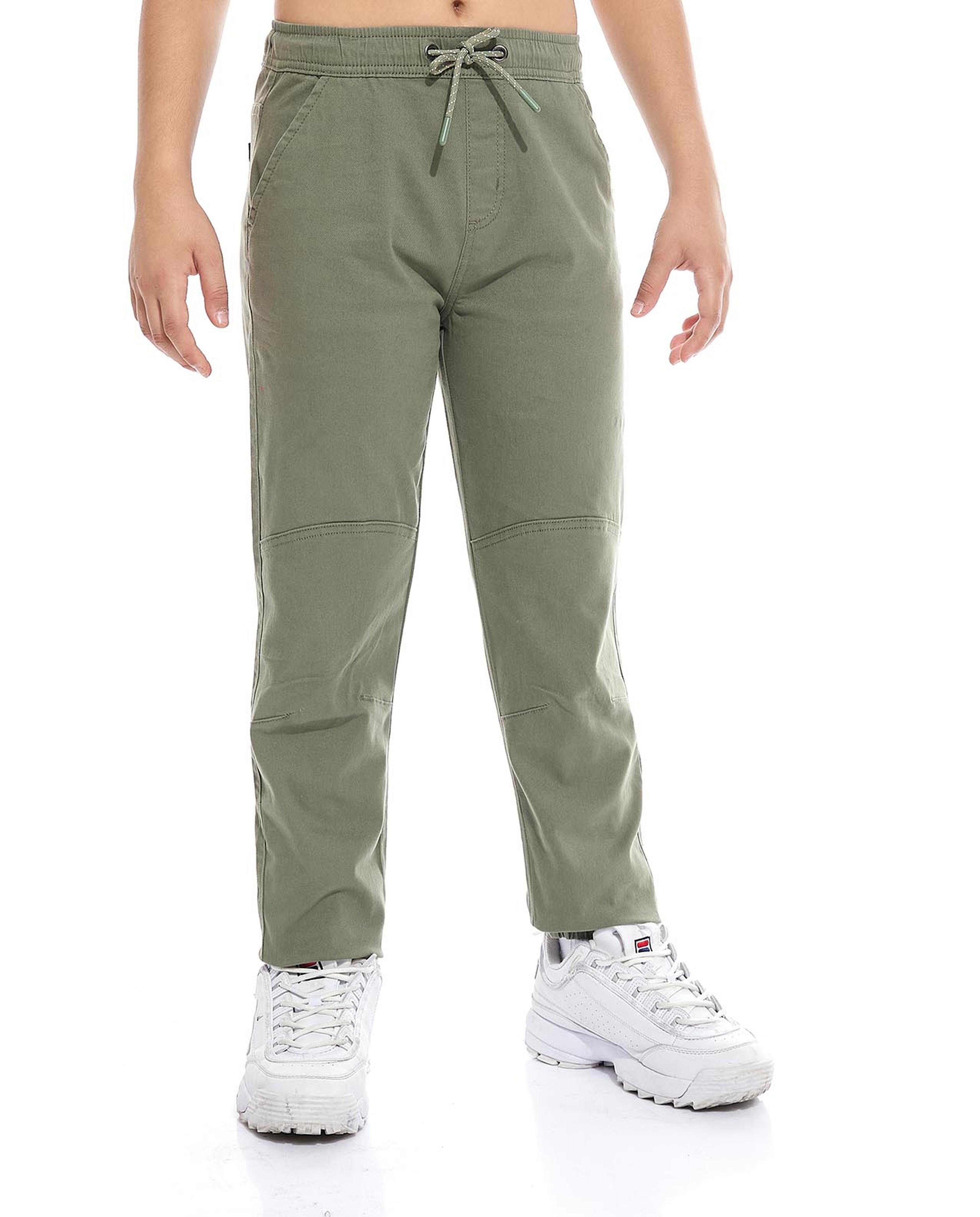 Solid Straight Fit Pants with Drawstring Waist