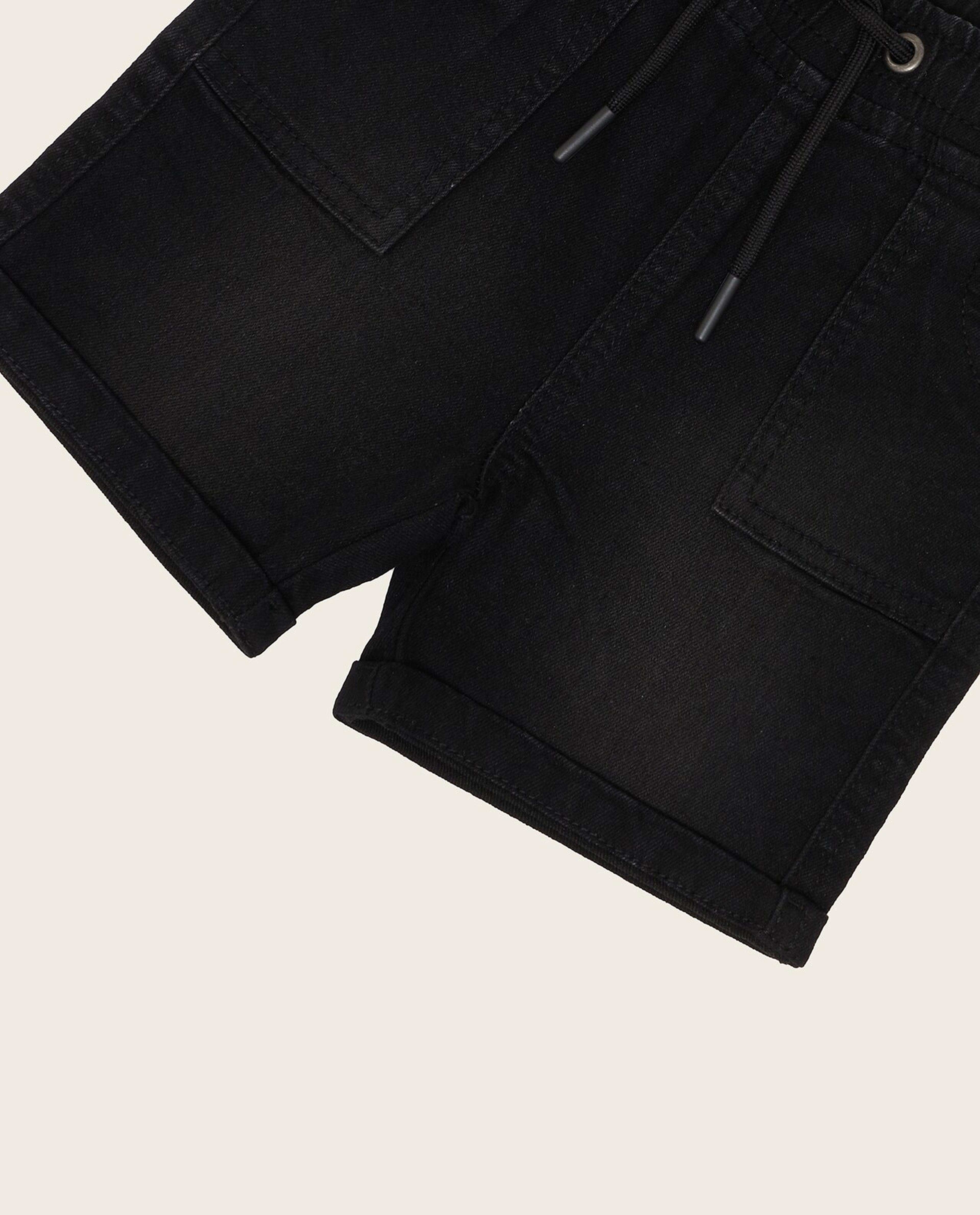 Solid Denim Shorts with Drawstring Waist