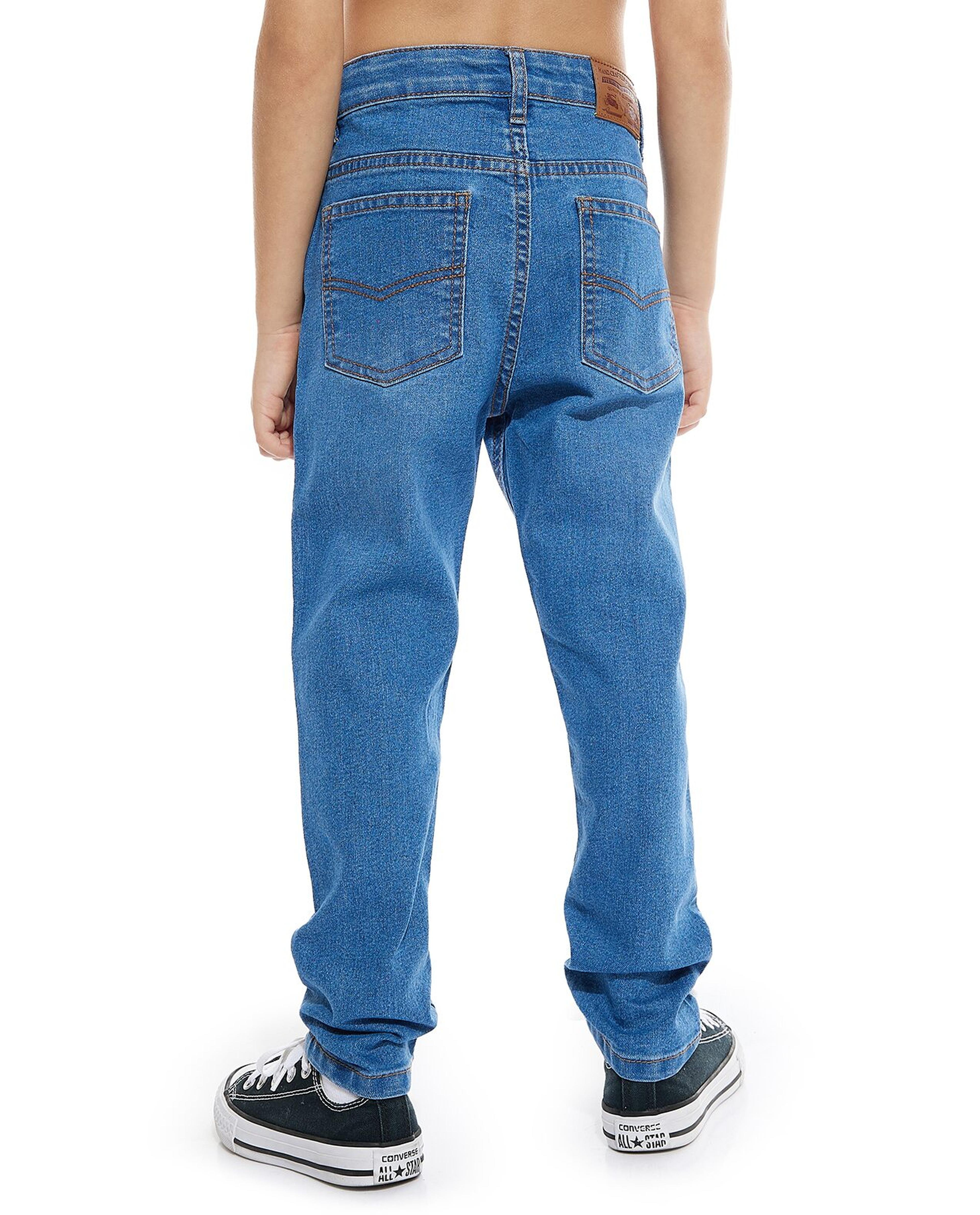 Faded Straight Fit Jeans with Button Closure