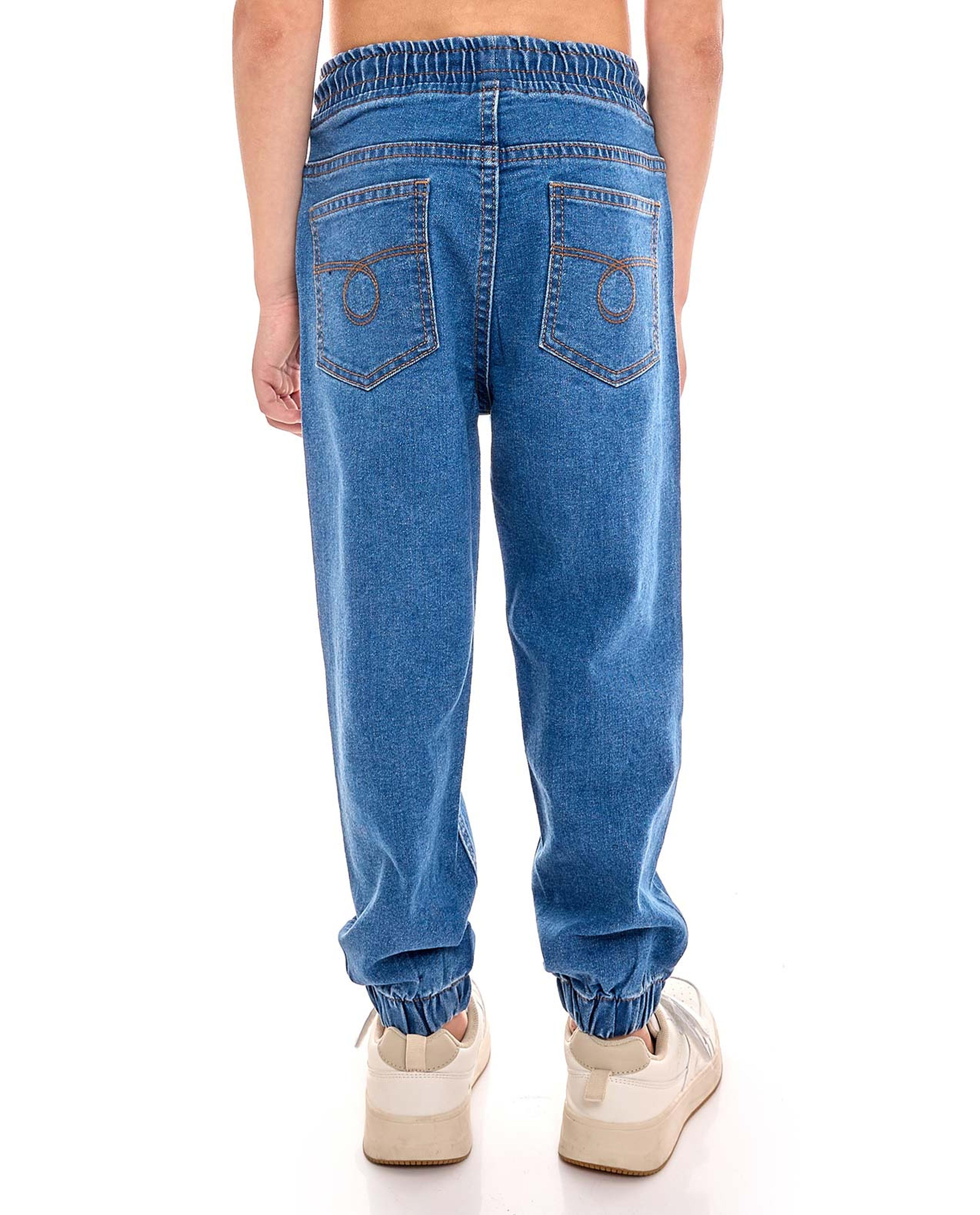 Washed Jogger Jeans with Drawstring Waist