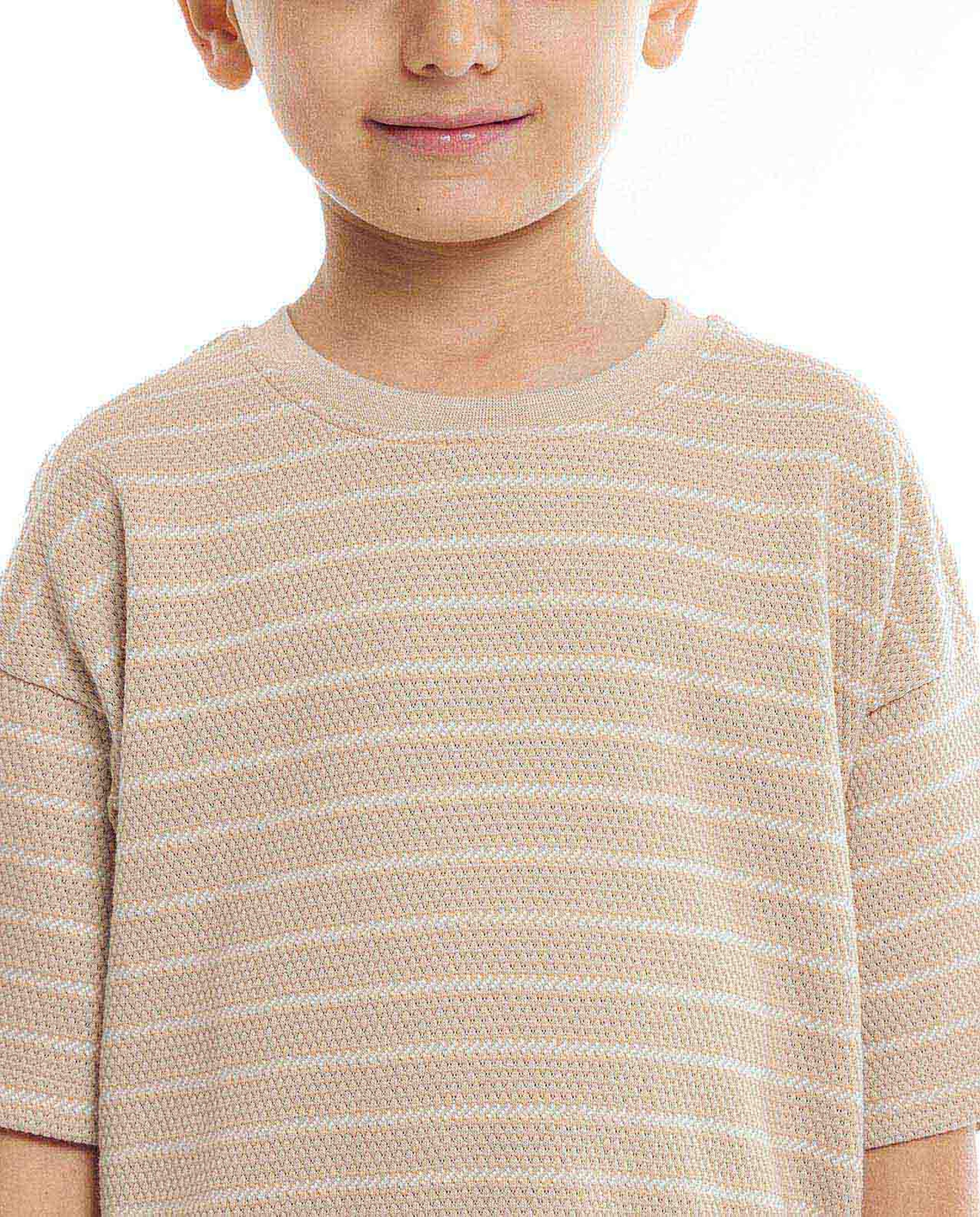 Striped Oversized T-Shirt with Crew Neck and Short Sleeves