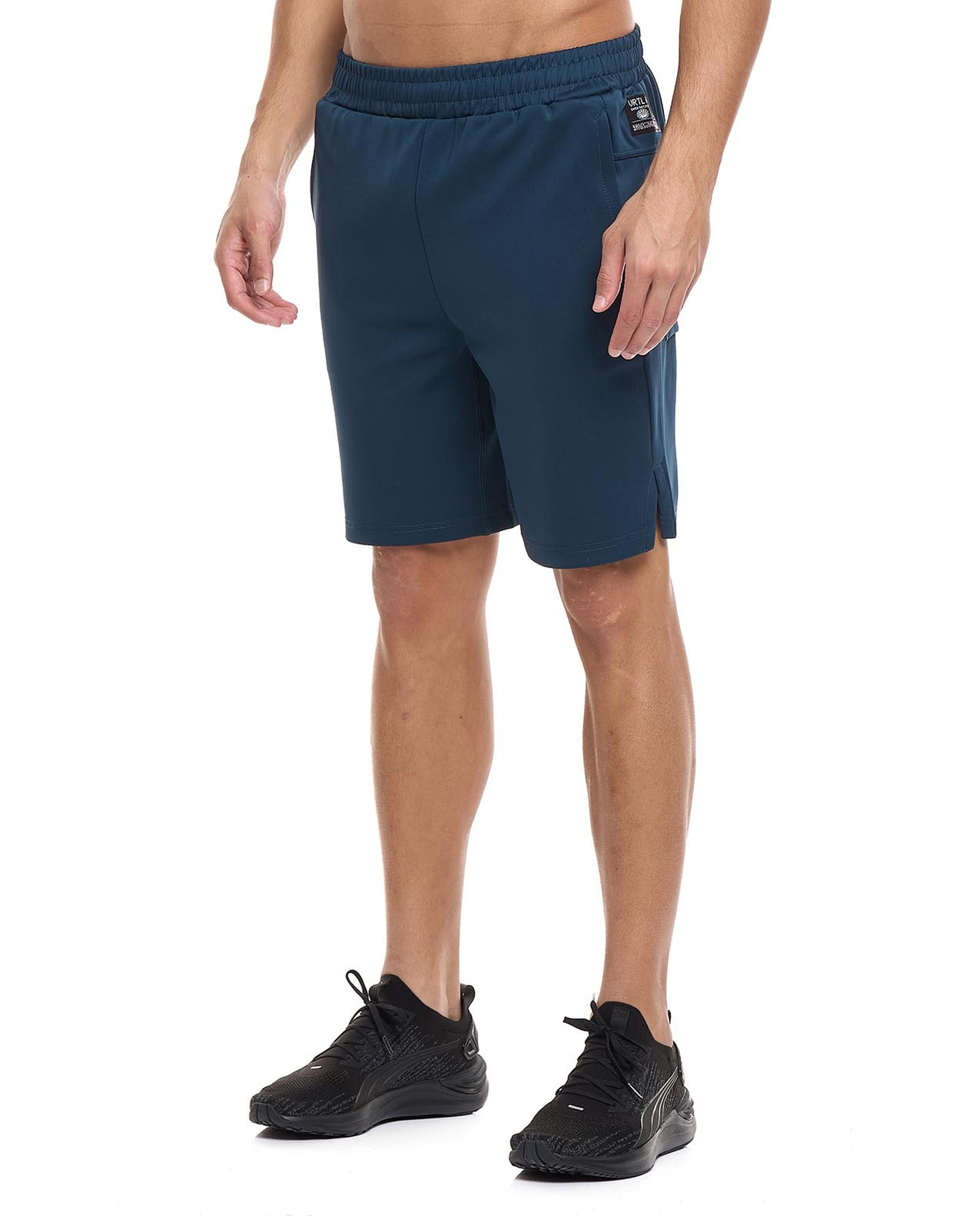 Solid Elastic Waist Active Shorts