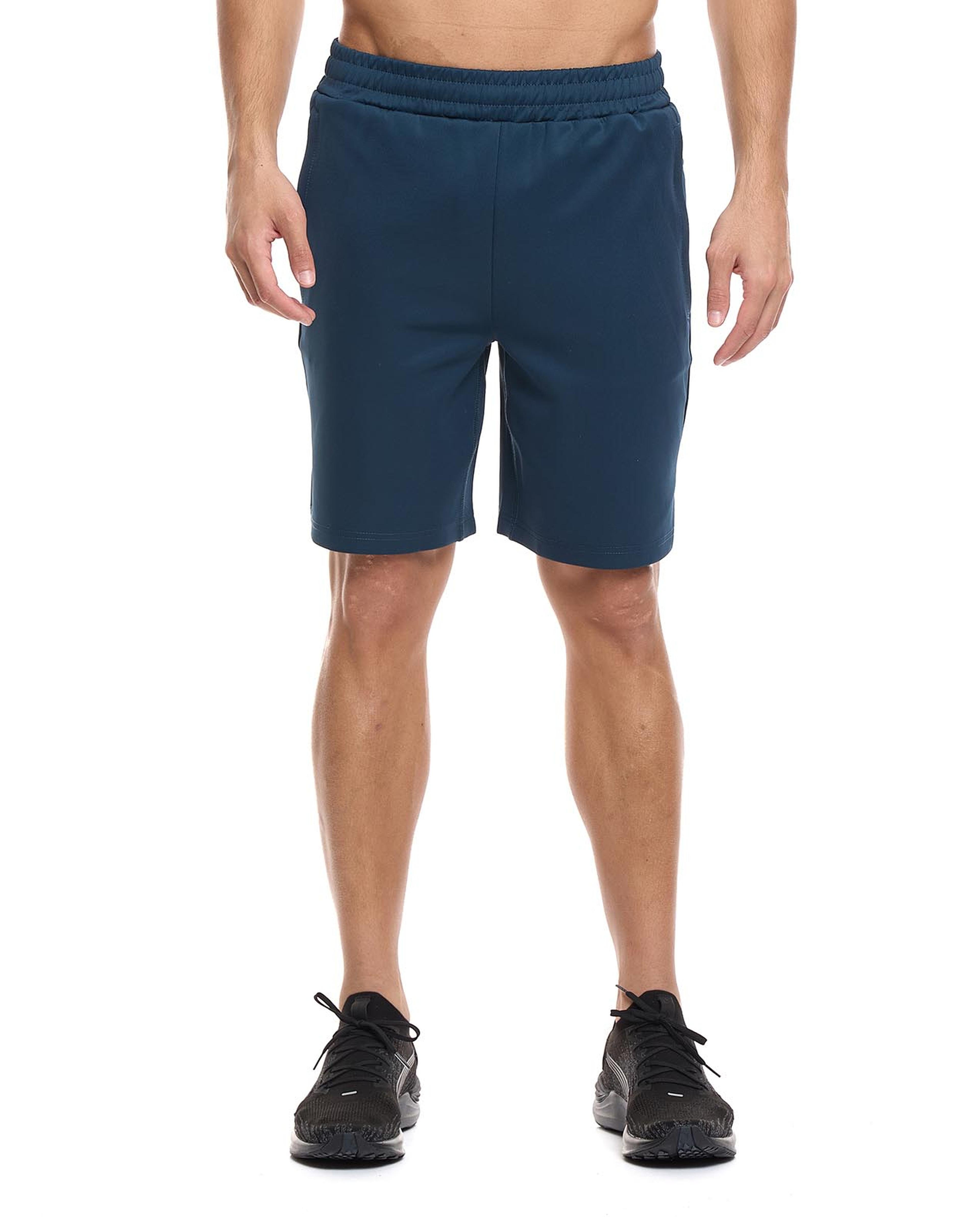 Solid Elastic Waist Active Shorts