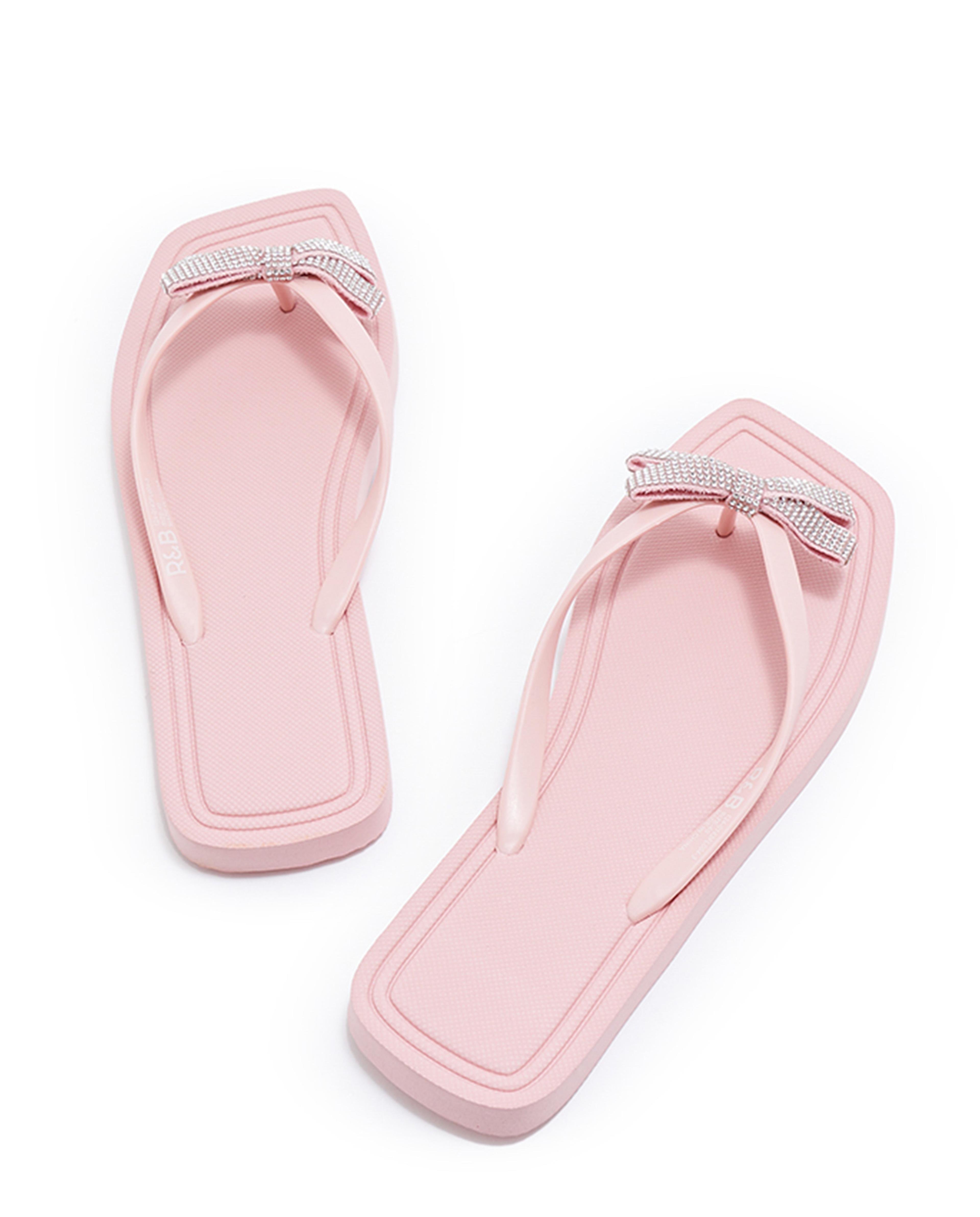 Embellished Square Toe Flip-Flops