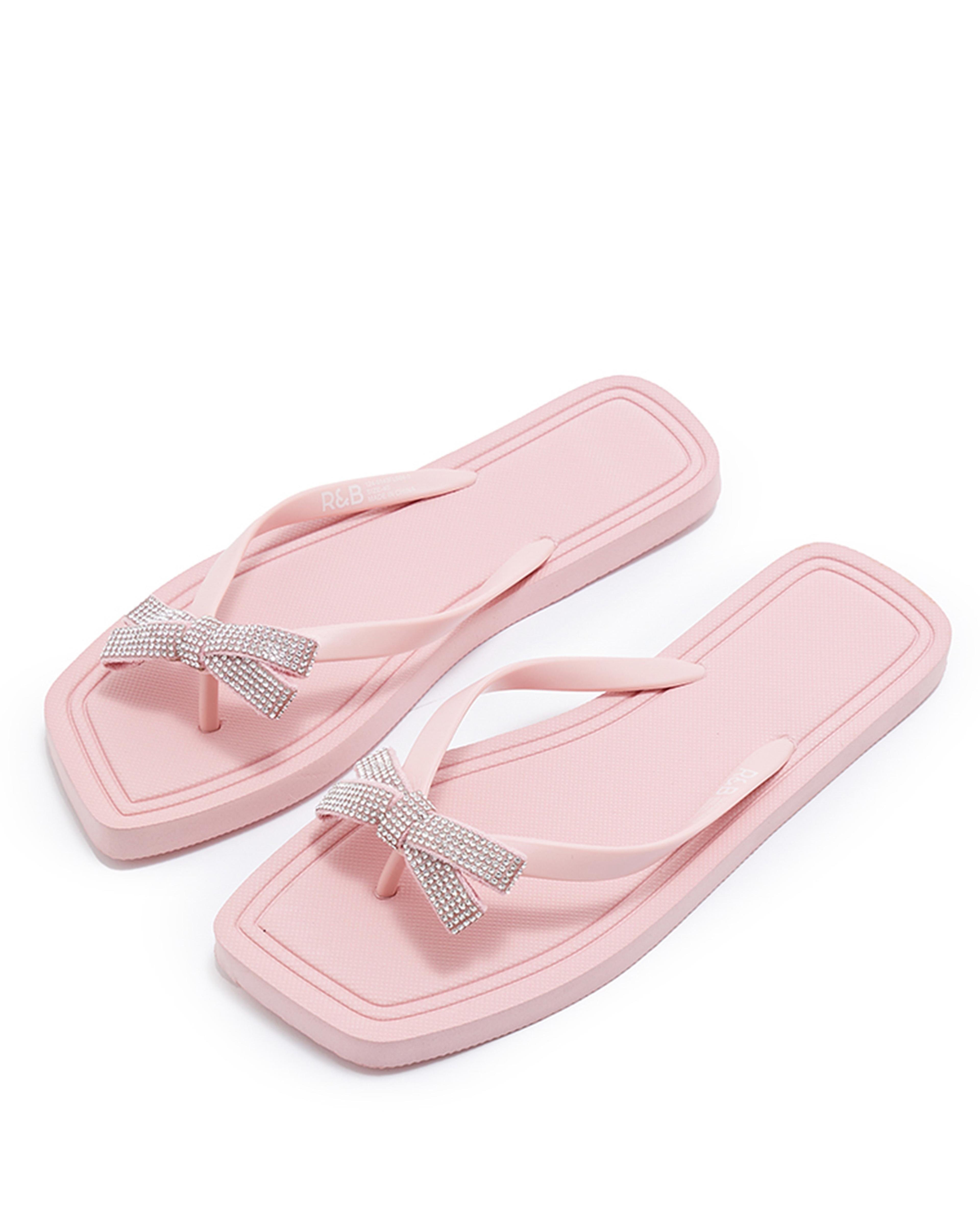Embellished Square Toe Flip-Flops
