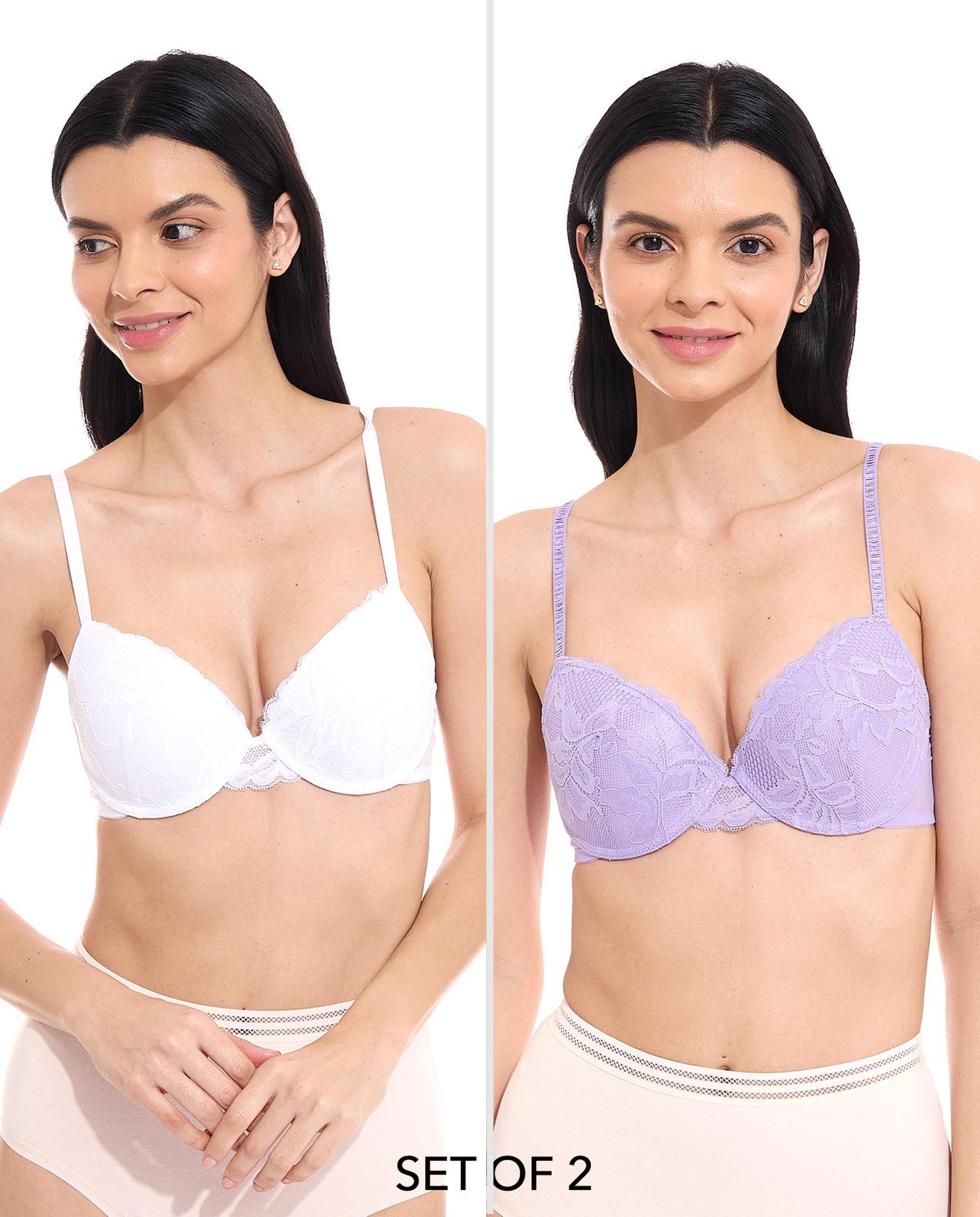 Buy Lilac Floral Lace Padded Bra 34C, Bras