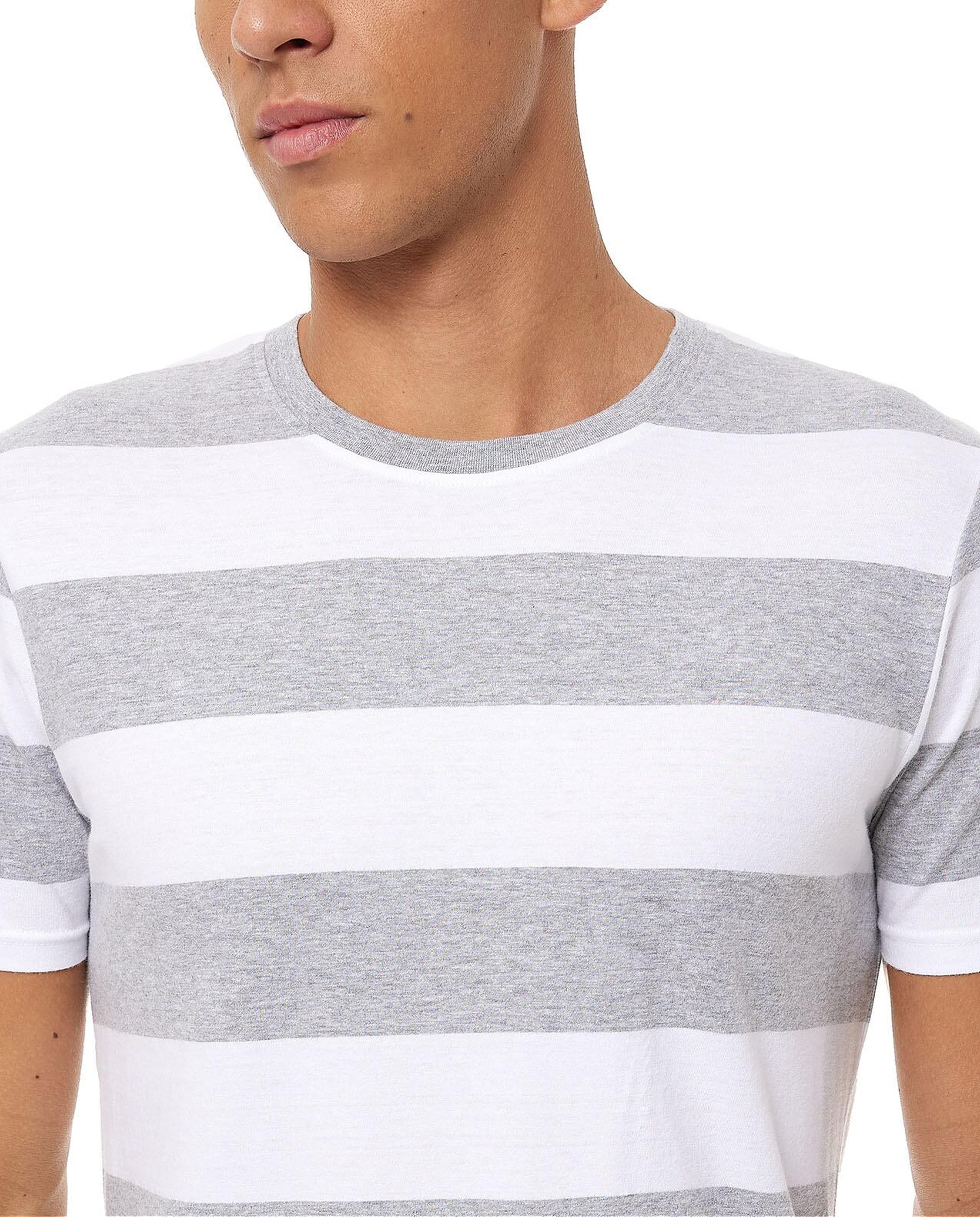 Striped T-Shirt with Crew Neck and Short Sleeves